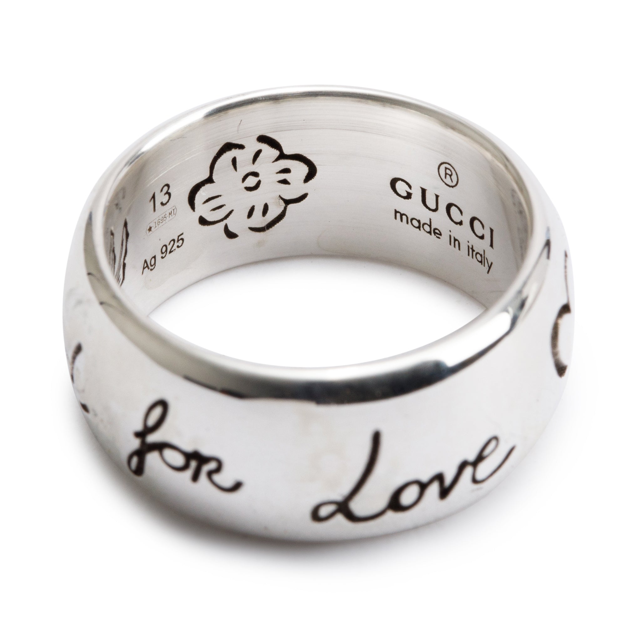 Gucci "Blind for Love" 9MM Wide Band Ring, Size 13 6