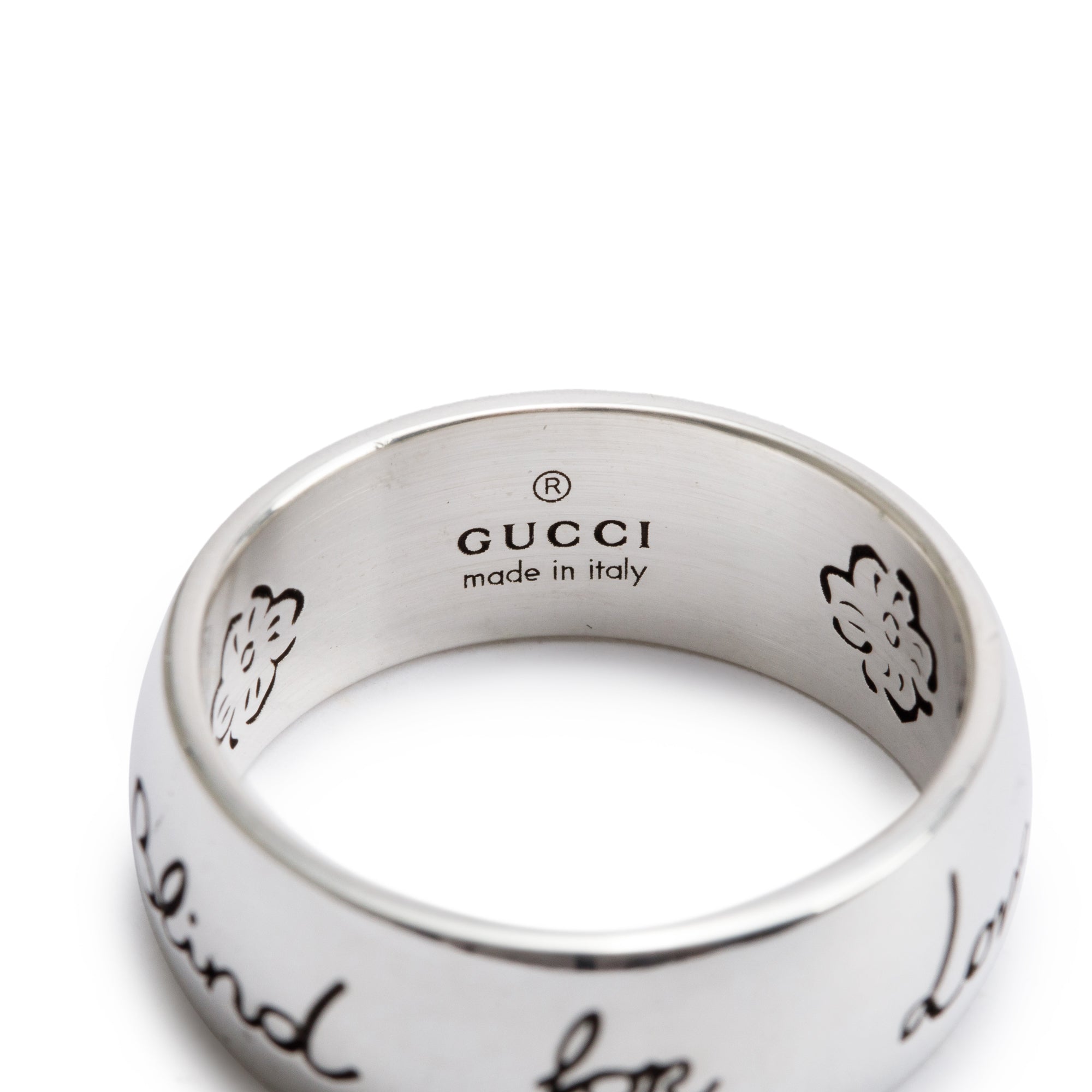 Gucci "Blind for Love" 9MM Wide Band Ring, Size 25 11