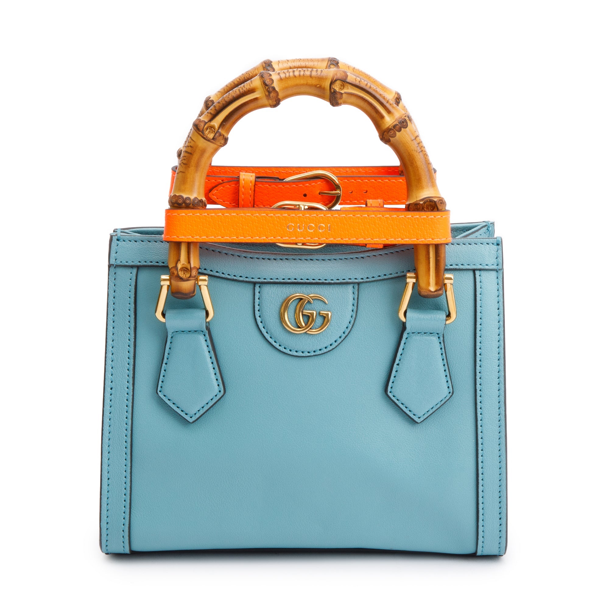 Gucci Blue Calfskin Leather Diana Mini Tote Bag w/ Strap