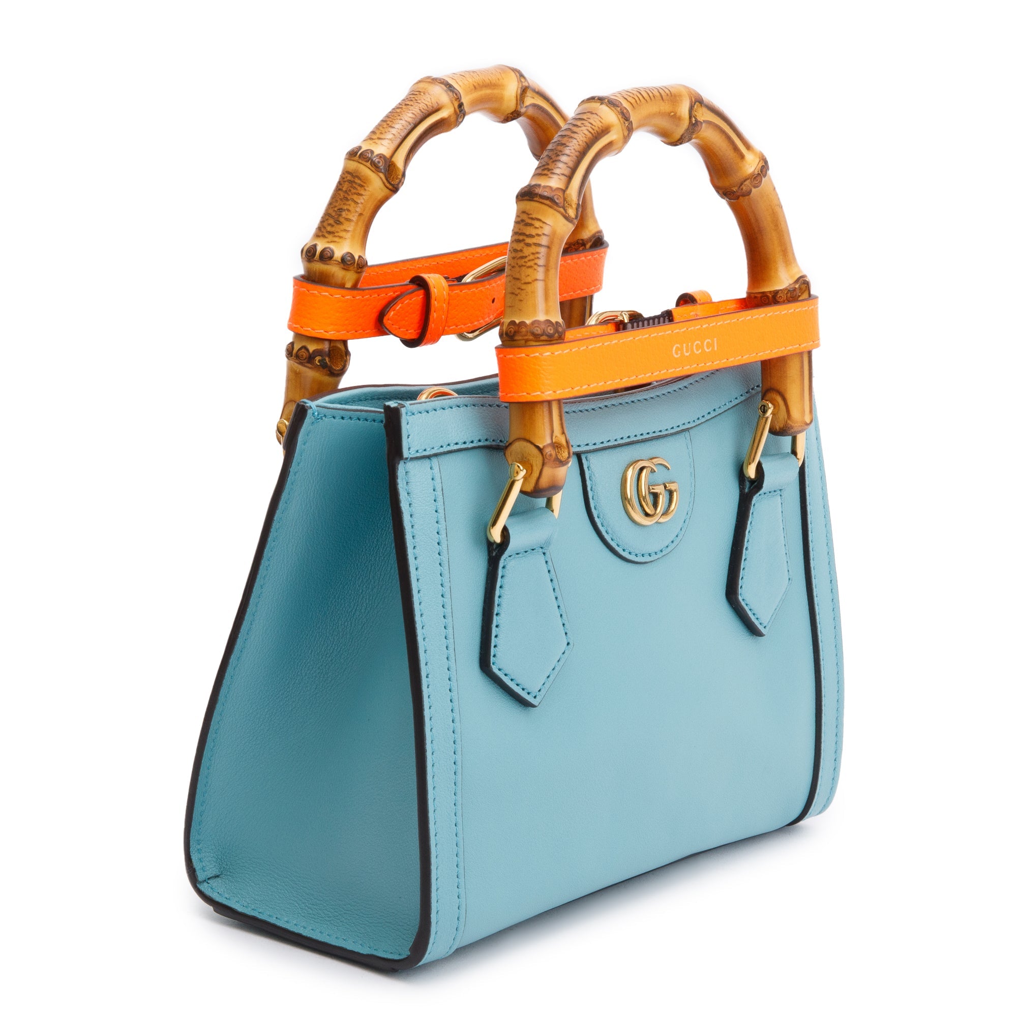 Gucci Blue Calfskin Leather Diana Mini Tote Bag w/ Strap