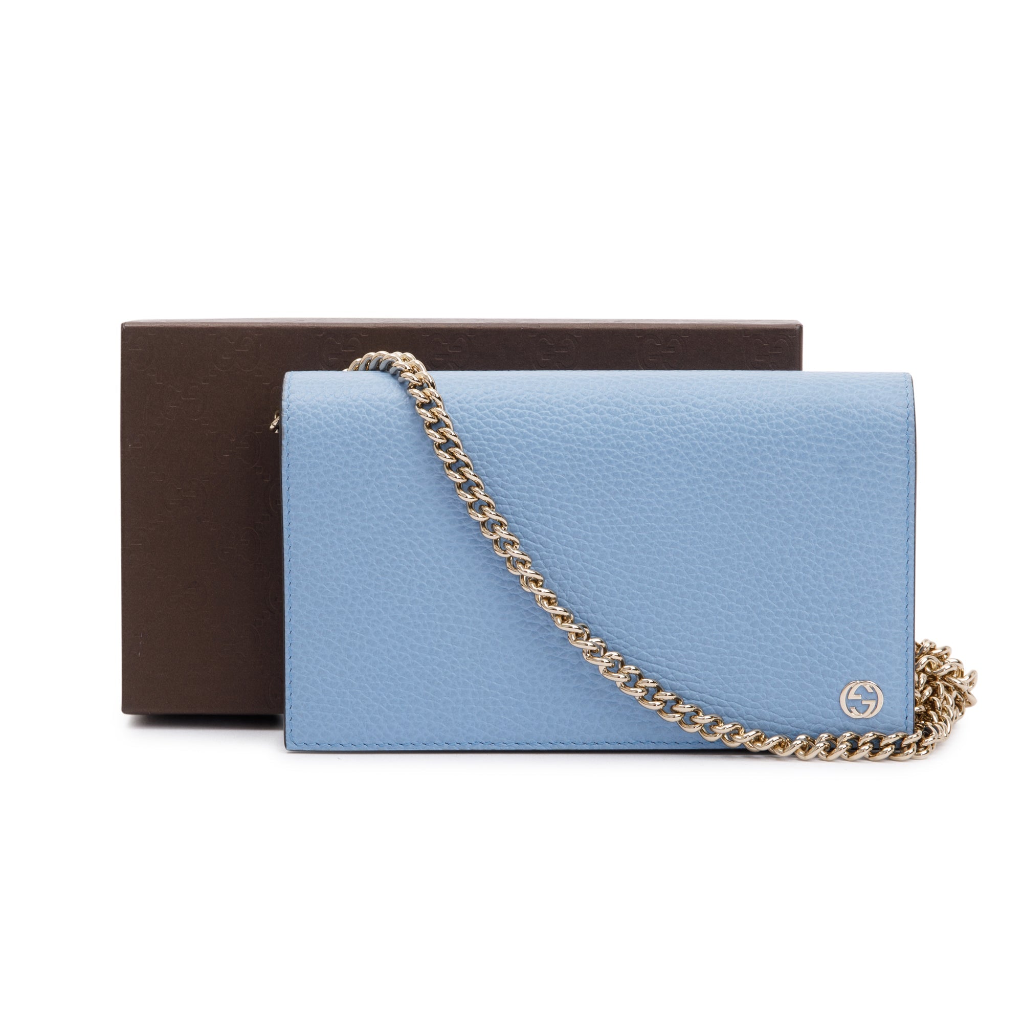 Gucci Blue Dollar Calfskin Leather Medium Betty Chain Wallet w/ Box