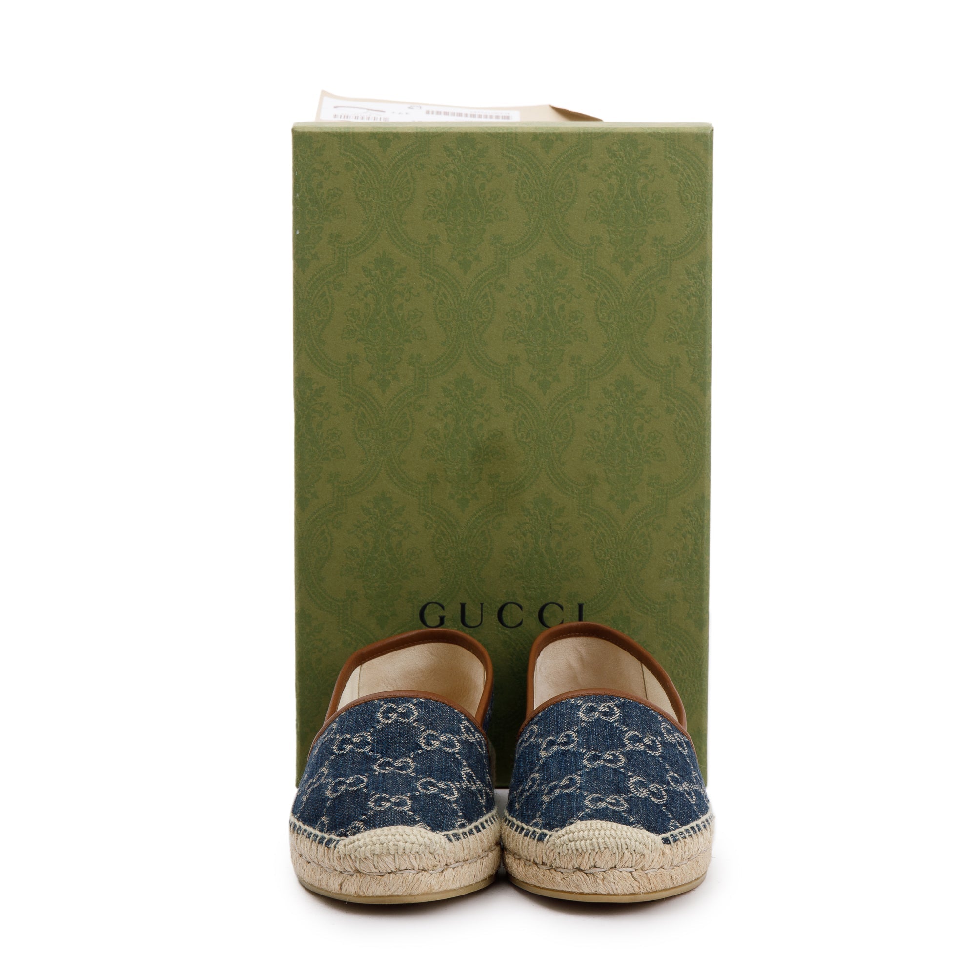 Gucci Blue GG Denim Espadrille, Size 37.5 w/ Box
