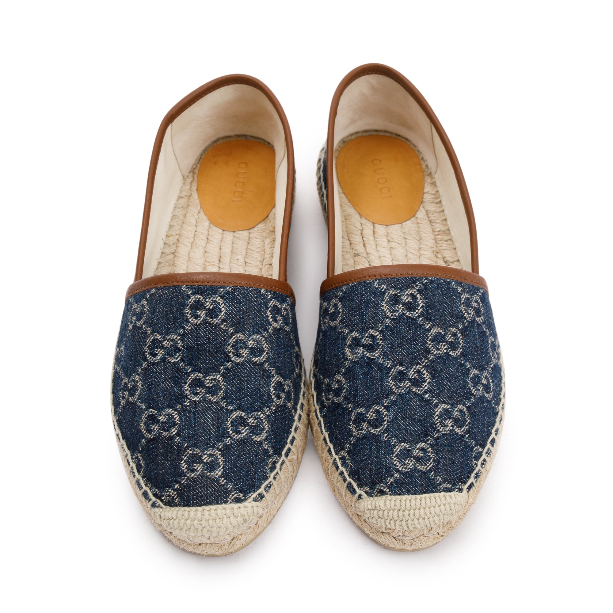 Gucci Blue GG Denim Espadrille, Size 37.5 w/ Box