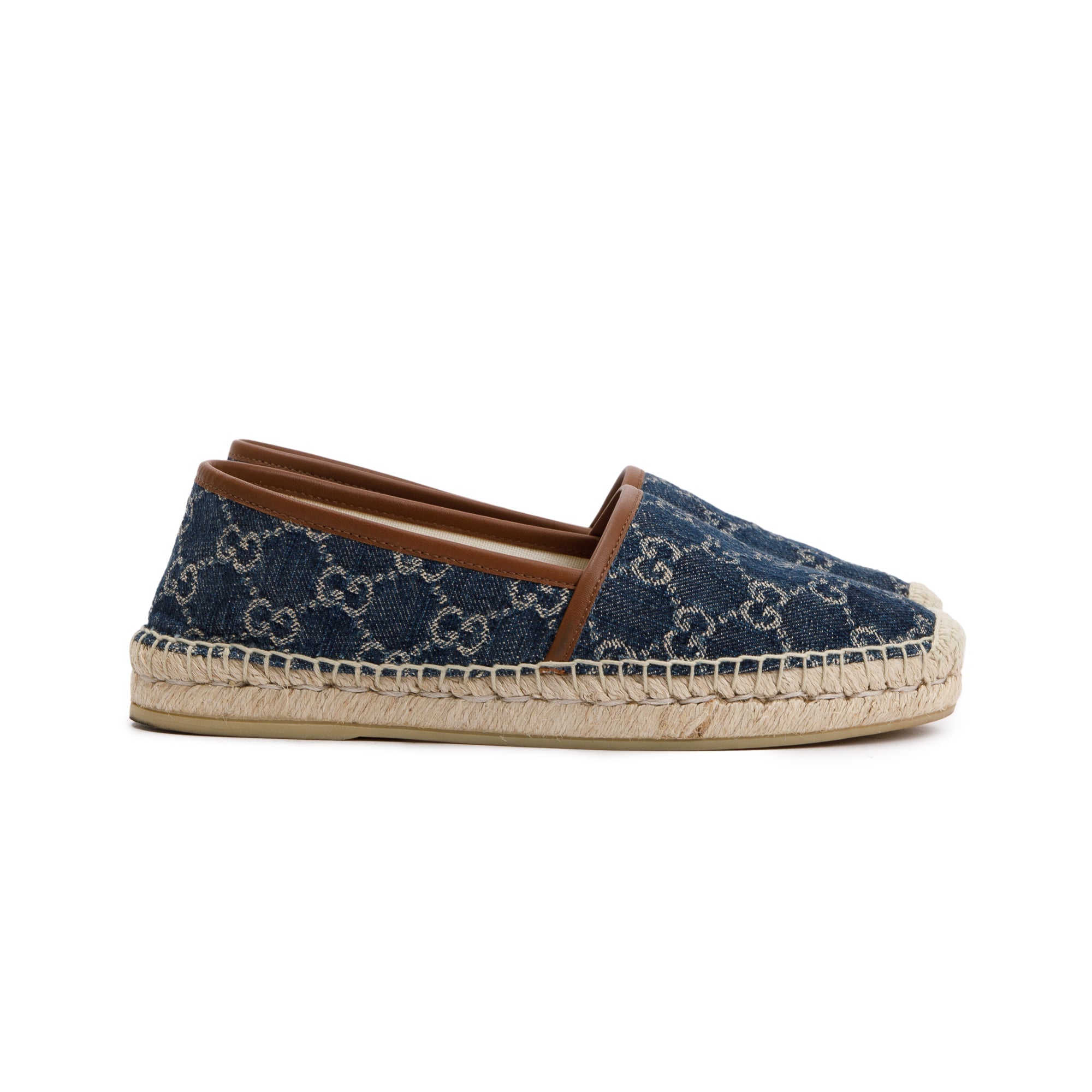 Gucci Blue GG Denim Espadrille, Size 37.5 w/ Box