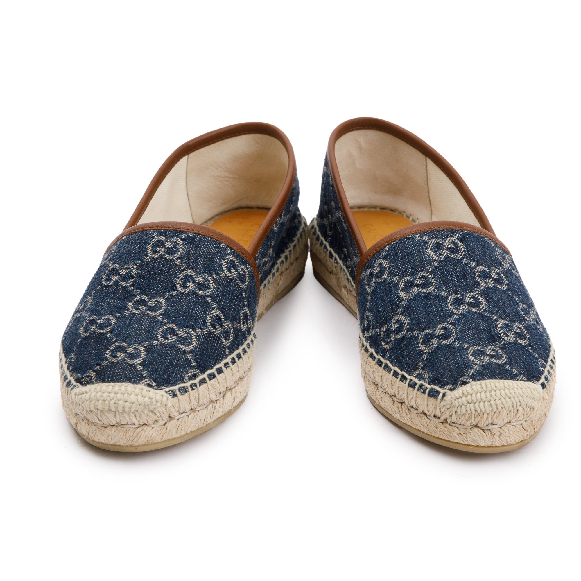 Gucci Blue GG Denim Espadrille, Size 37.5 w/ Box