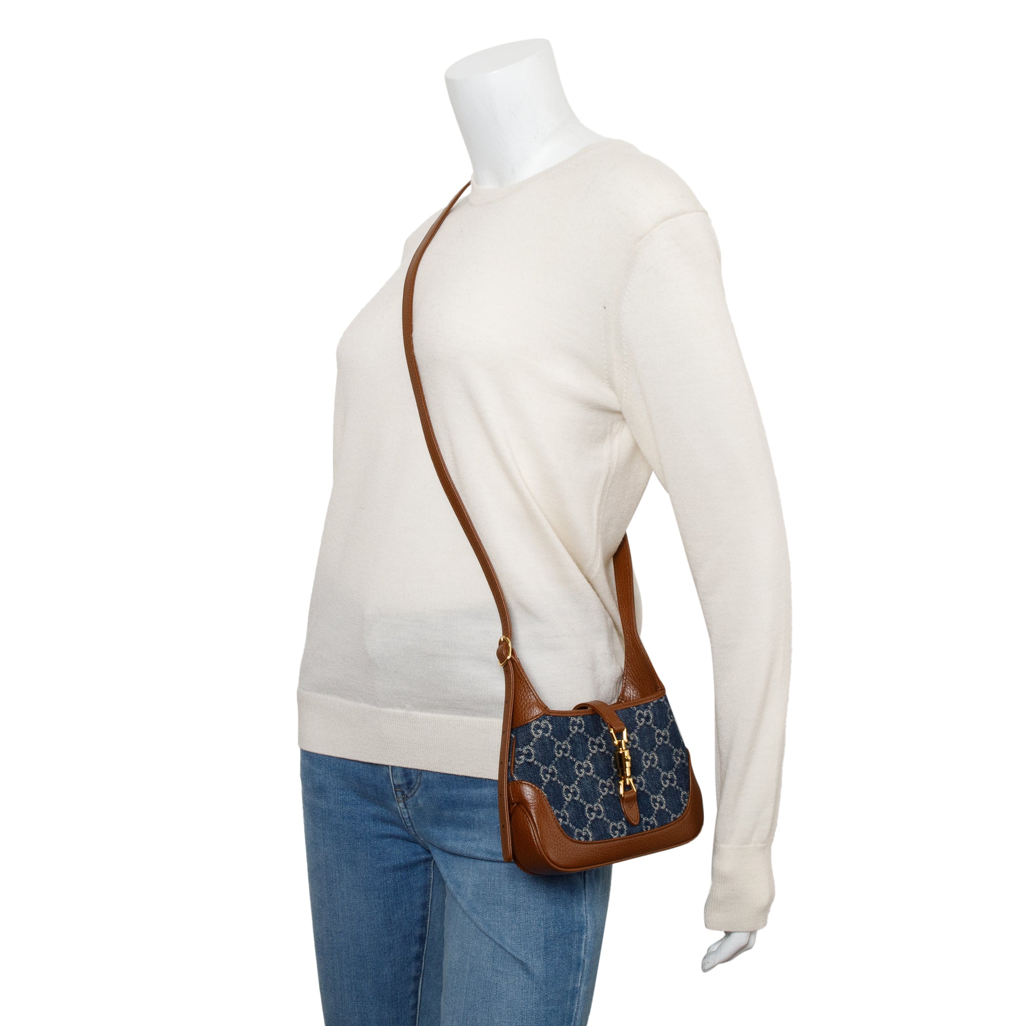 Gucci Blue GG Denim Jackie 1961 Mini Shoulder Bag w/ Box