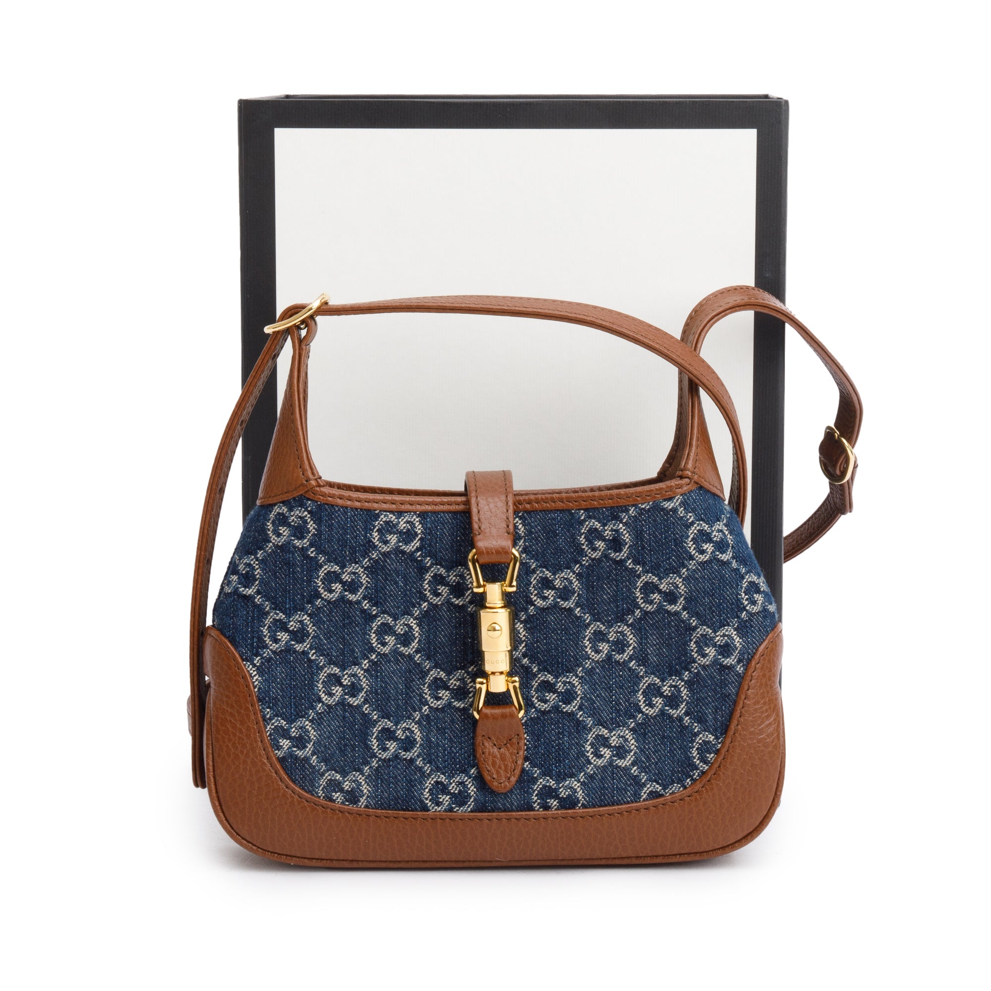 Gucci Blue GG Denim Jackie 1961 Mini Shoulder Bag w/ Box
