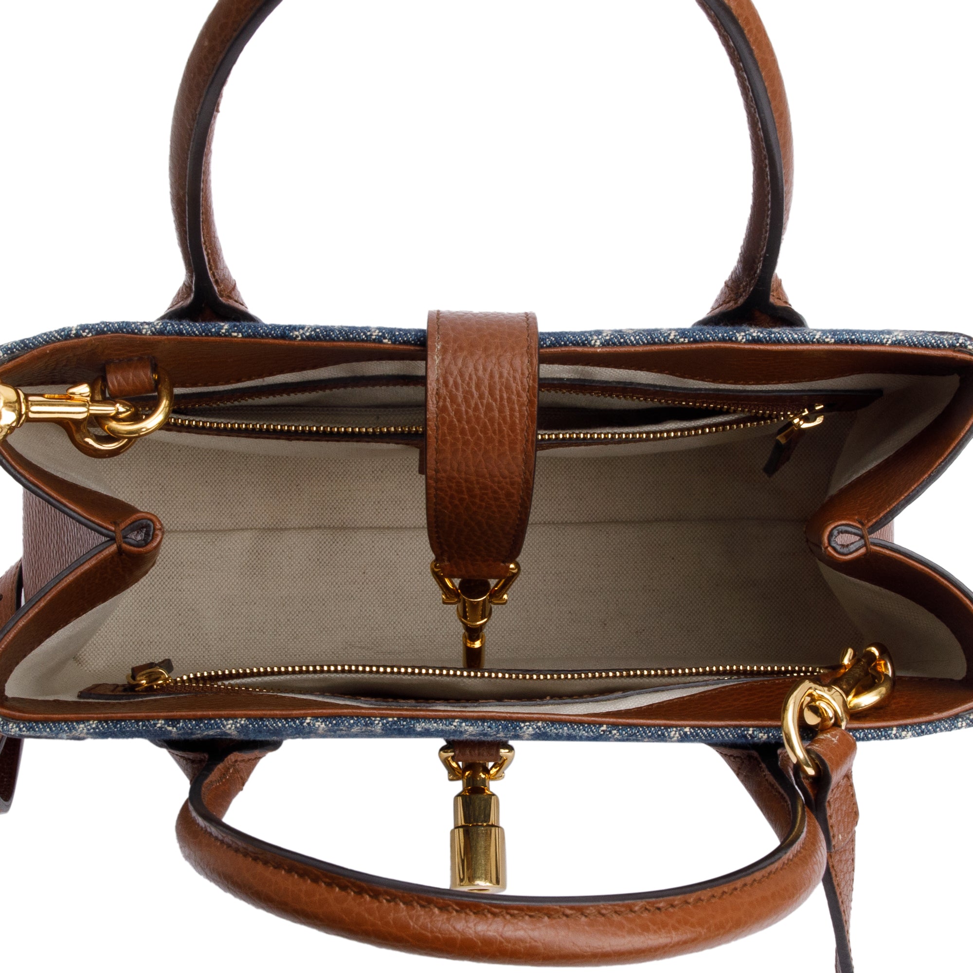 Gucci Blue GG Denim Medium Jackie 1961 Top Handle Tote Bag w/ Strap