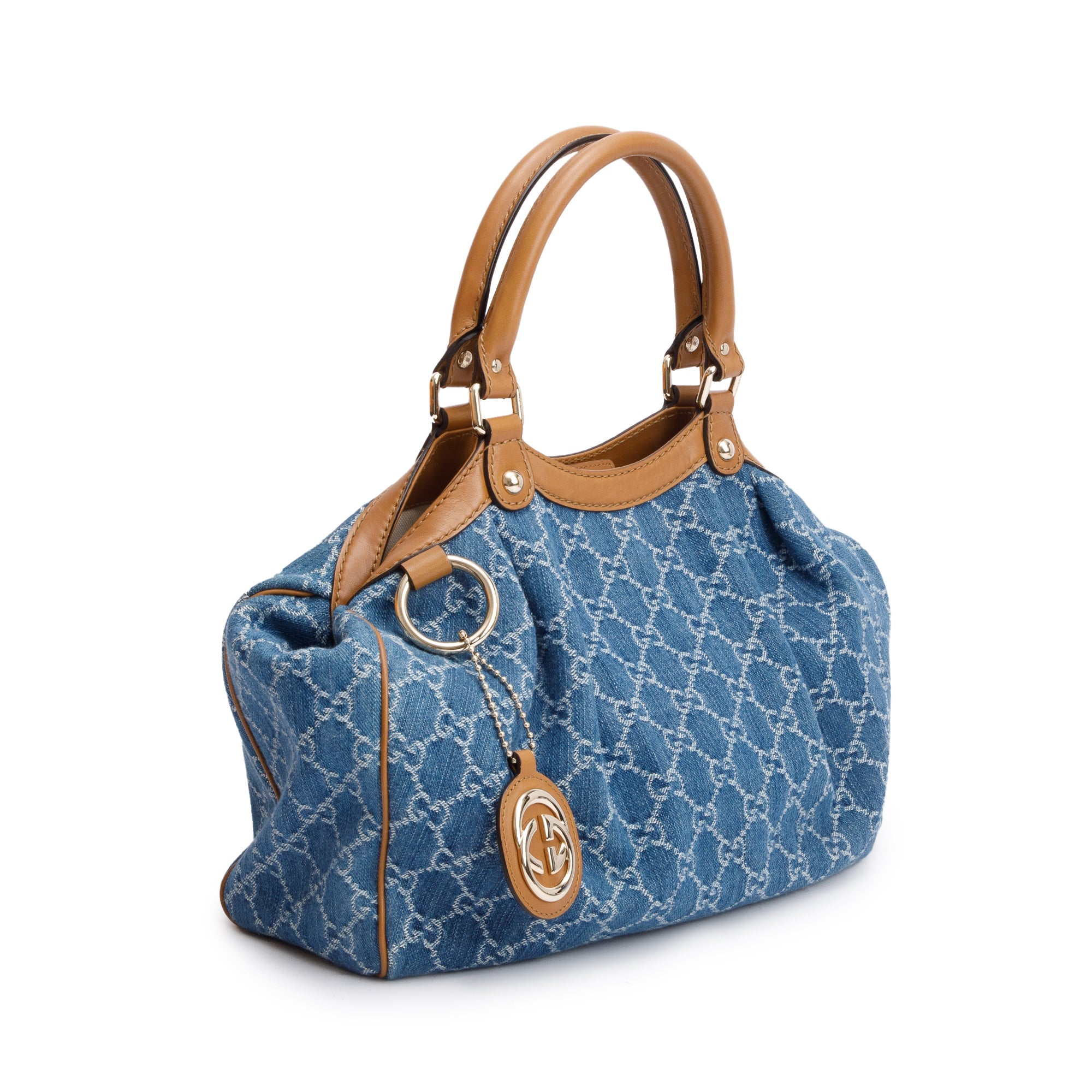 Gucci Blue GG Denim Medium Sukey Tote w/ Box