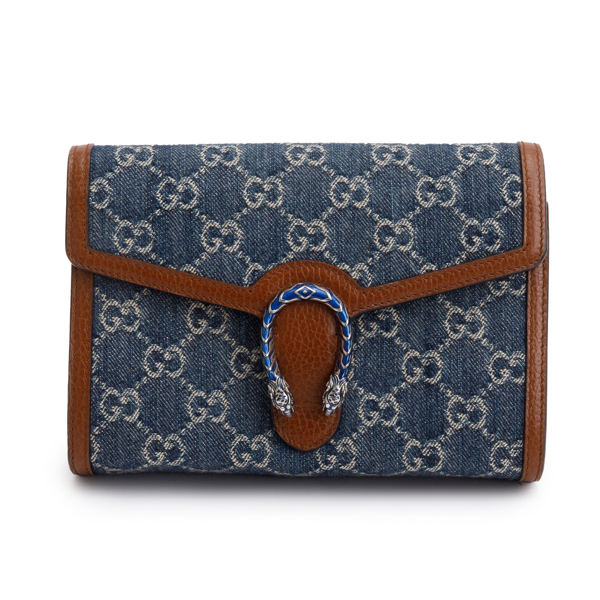 Gucci Blue GG Denim Mini Dionysus Wallet on Chain