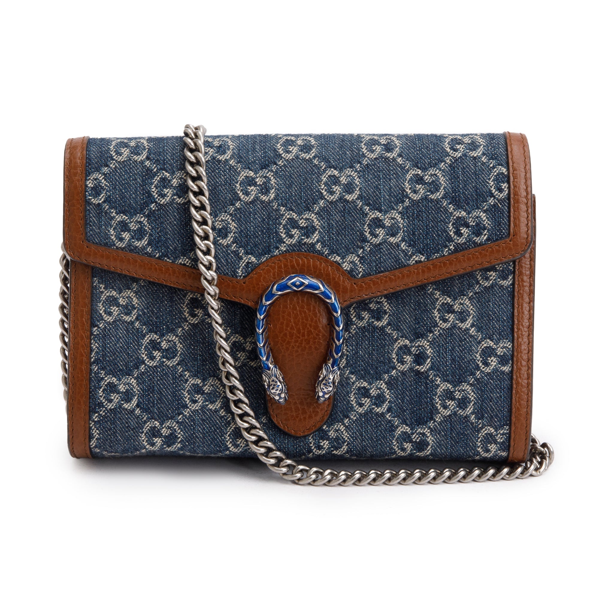 Gucci Blue GG Denim Mini Dionysus Wallet on Chain