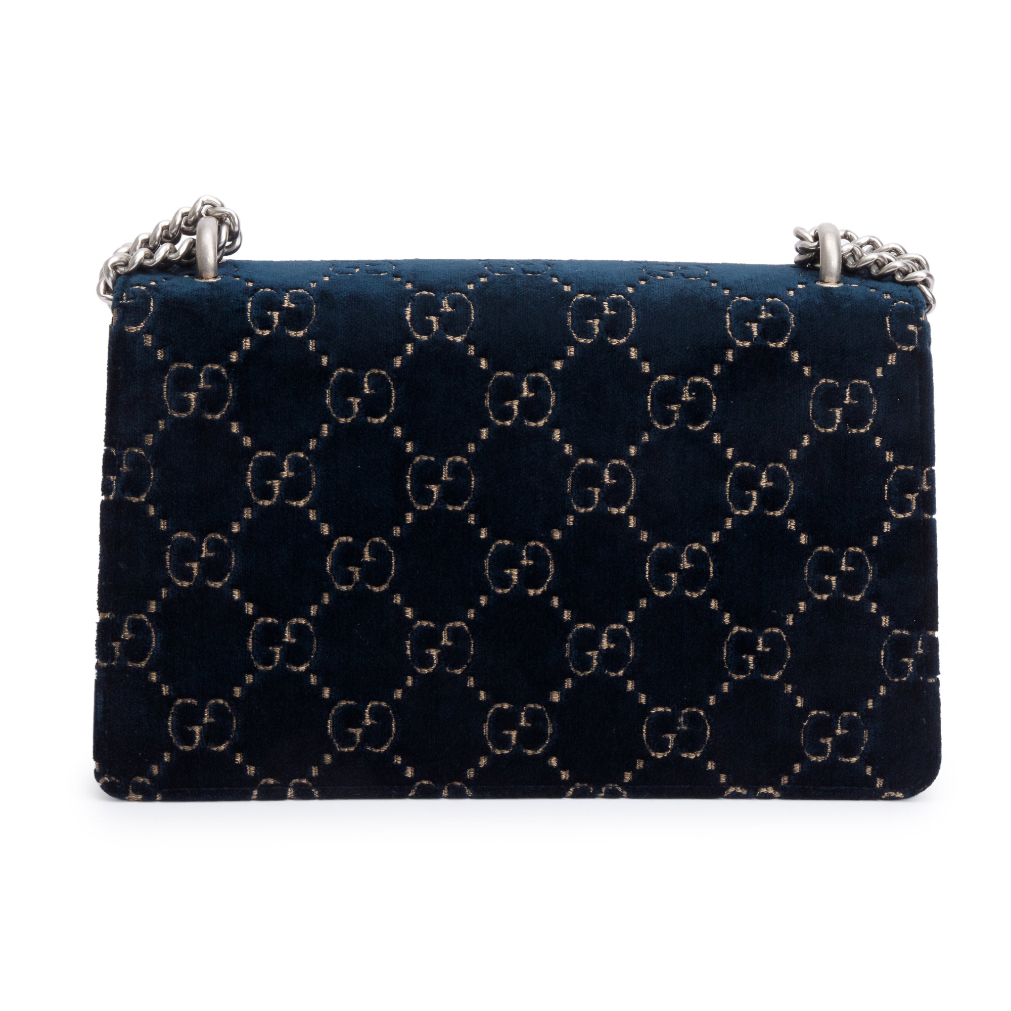 Gucci Blue GG Velvet Small Dionysus Shoulder Bag