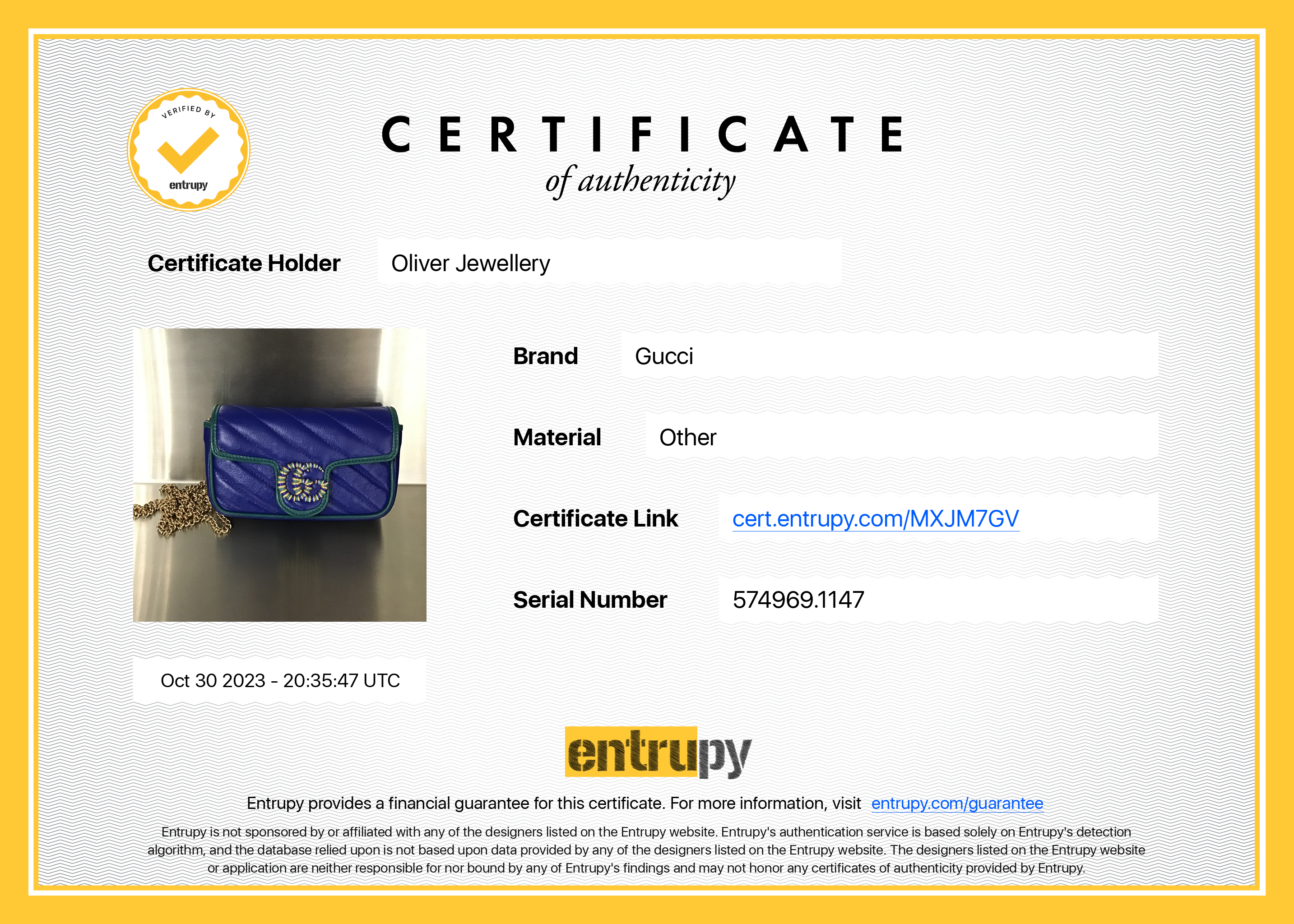 Gucci Blue & Green Calfskin Leather GG Marmont Torchon Super Mini Bag