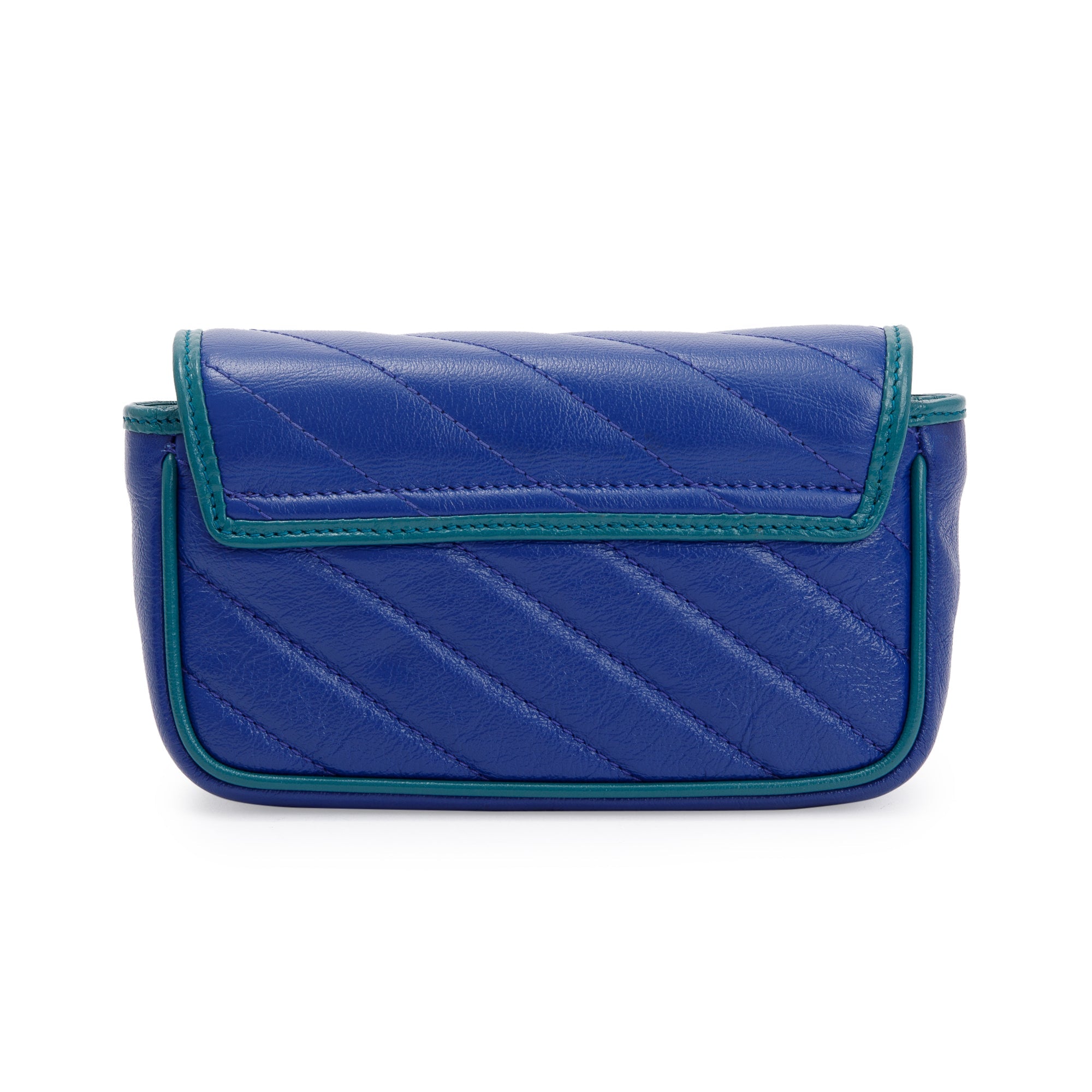 Gucci Blue & Green Calfskin Leather GG Marmont Torchon Super Mini Bag