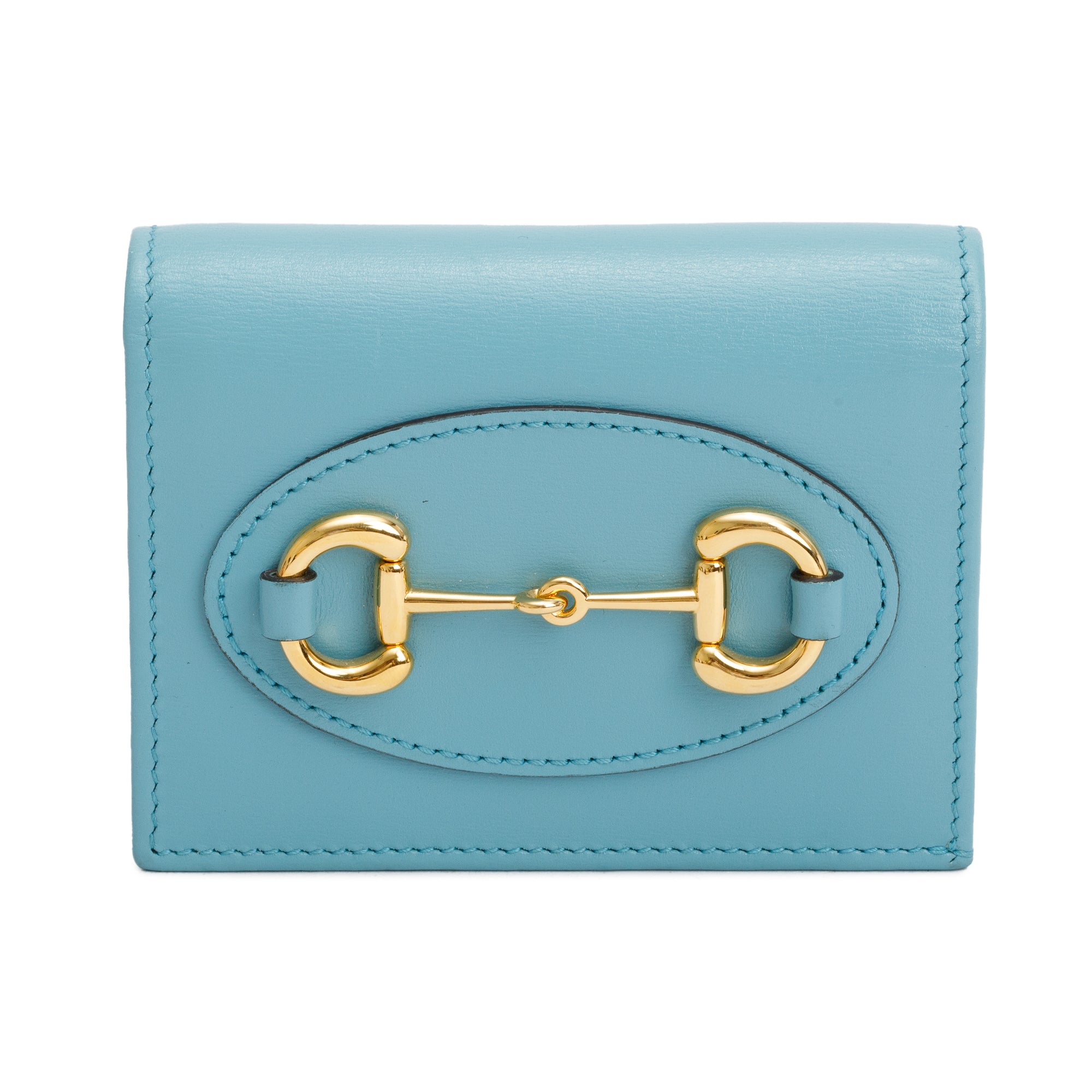 Gucci Blue Leather 1955 Horsebit Card Case Wallet