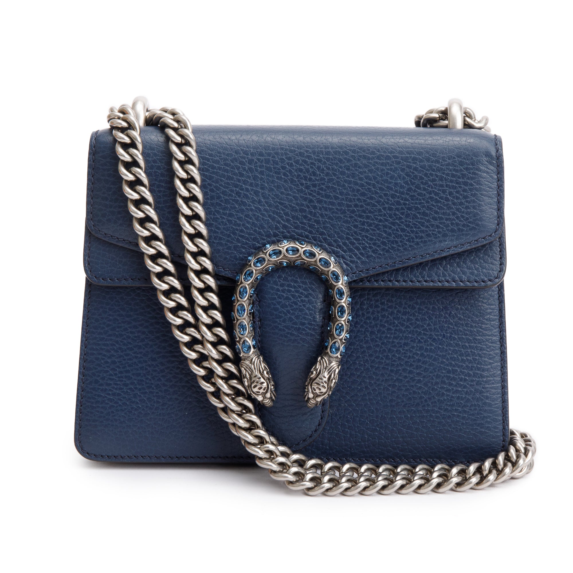 Gucci Blue Leather Dionysus Mini Shoulder Bag w/ Box