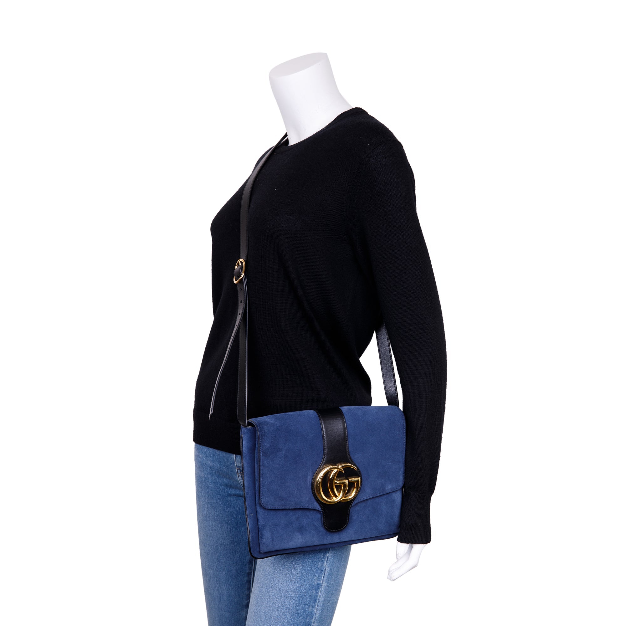 Gucci Blue Medium Suede Arli Shoulder Bag