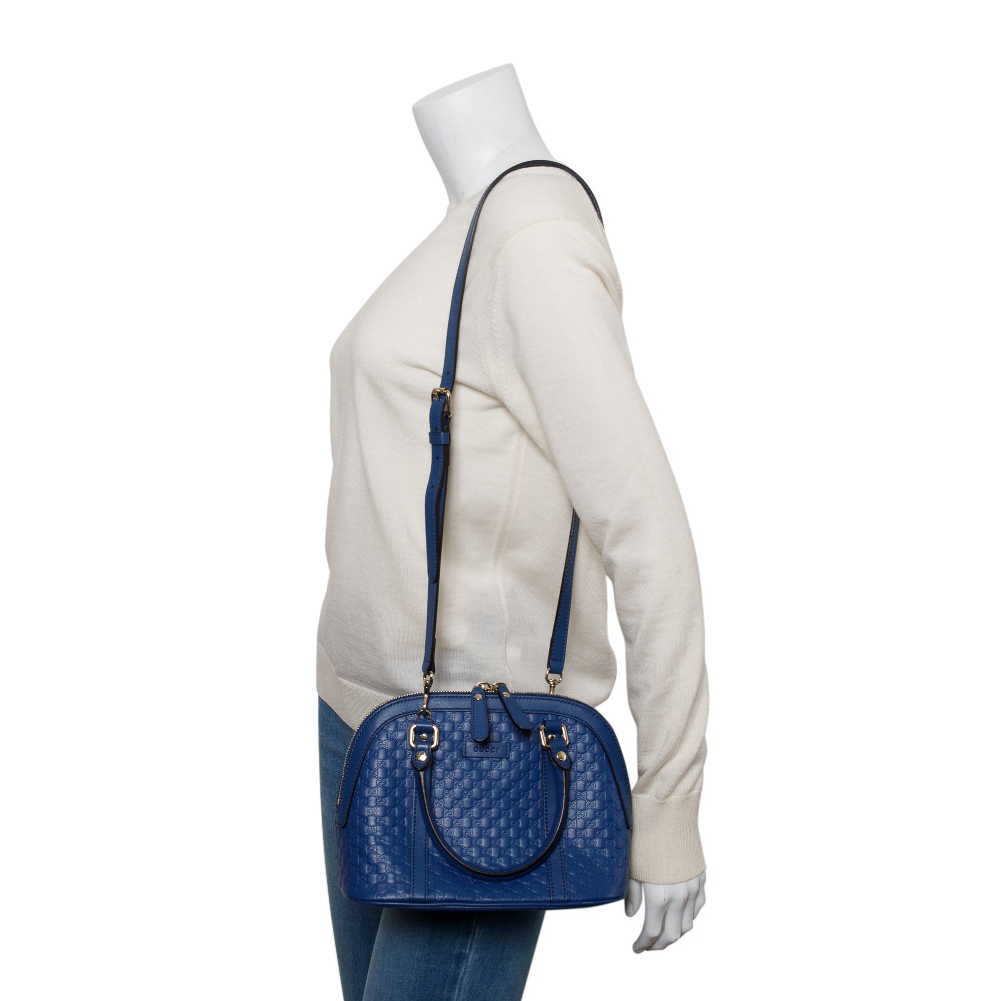 Gucci Blue Microguccissima Leather Mini Dome Bag w/ Strap