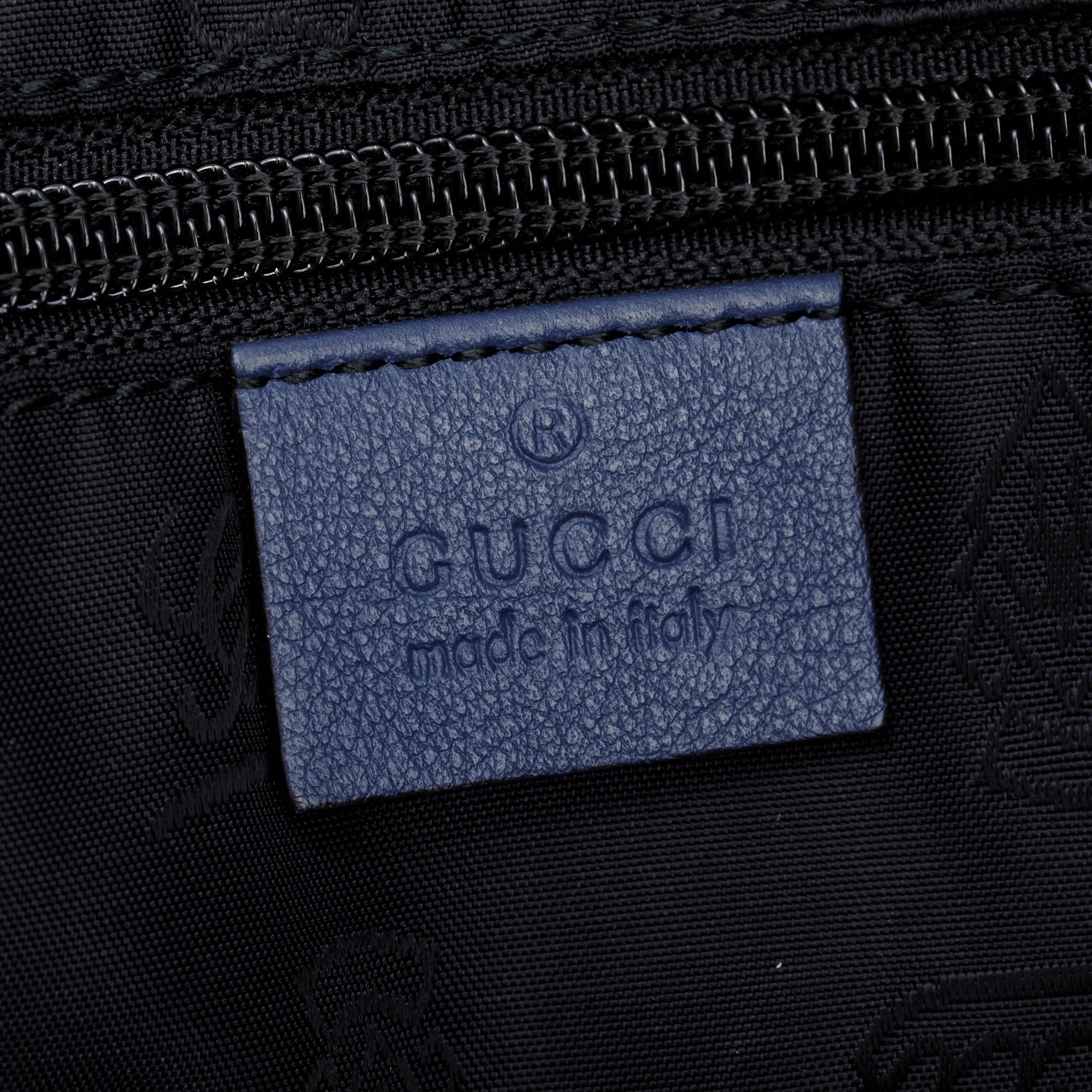 Gucci Blue Signature Leather Carry-On Duffle Bag w/ Strap