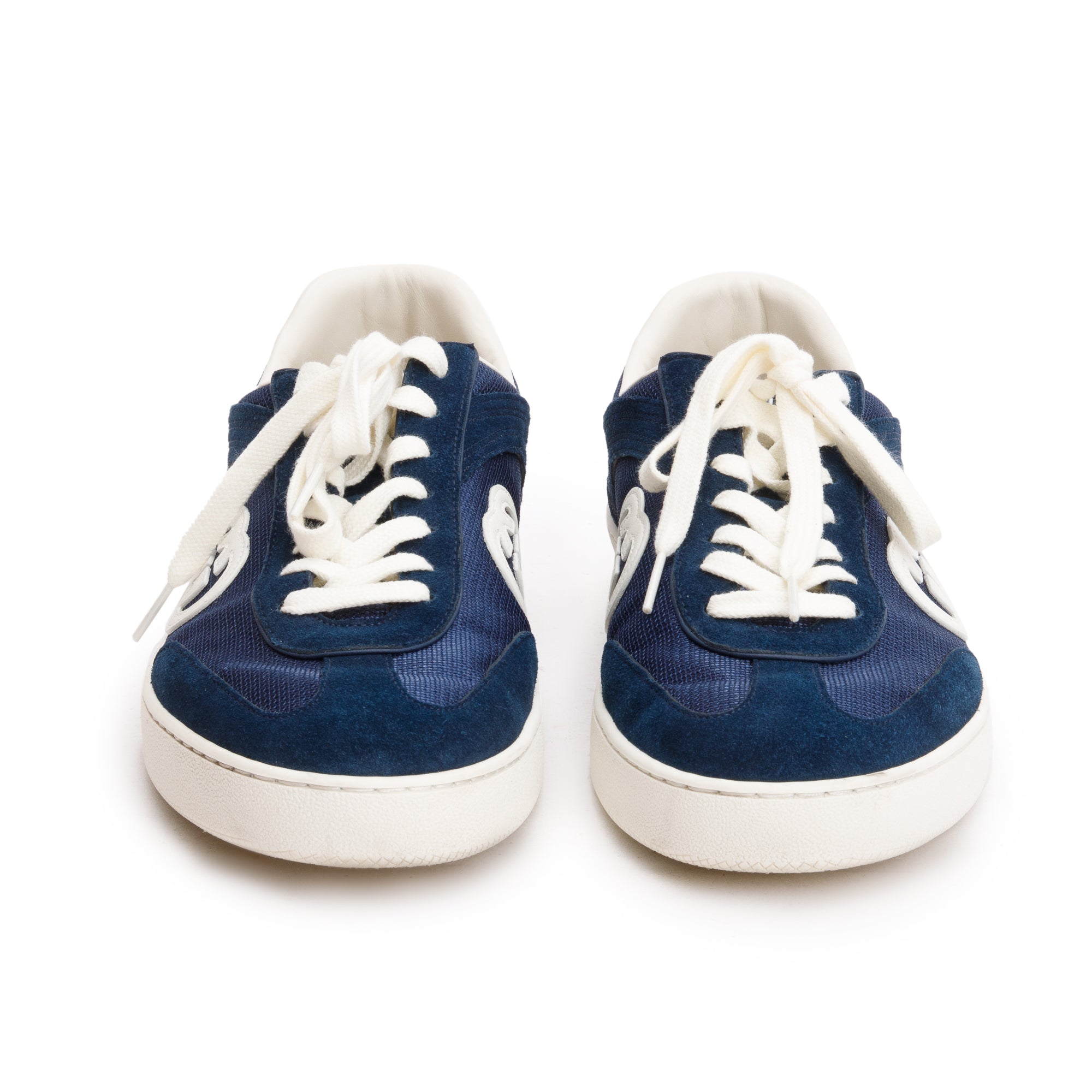 Gucci Blue Suede Canvas Men's Sneakers with Interlocking G, Size 10.5 w/ Box