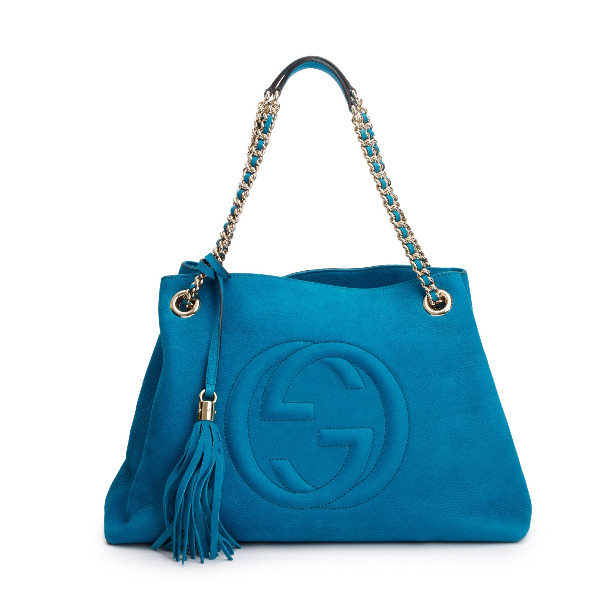 Gucci Blue Suede Medium Soho Chain Tote