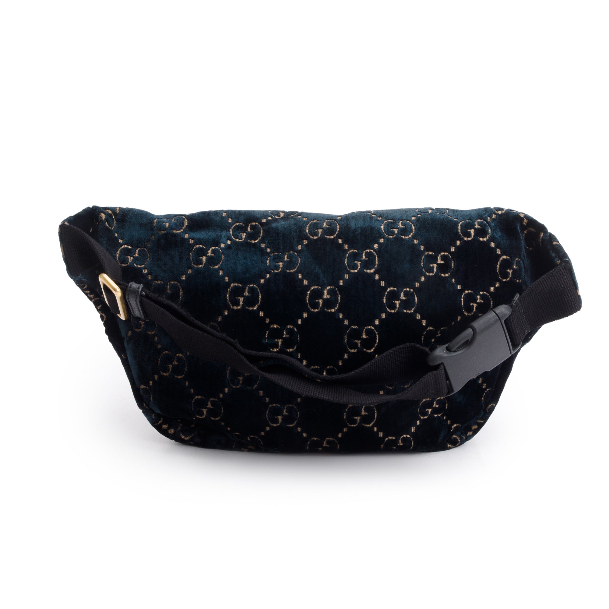 Gucci Blue Velvet GG Monogram Ophidia Web Belt Bag
