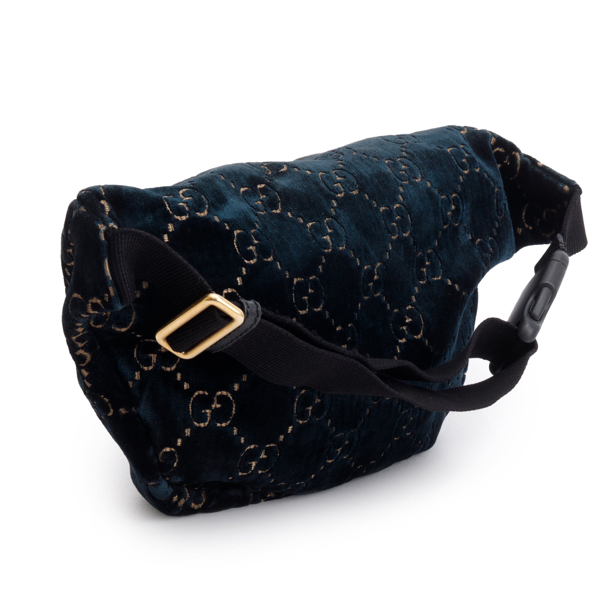 Gucci Blue Velvet GG Monogram Ophidia Web Belt Bag