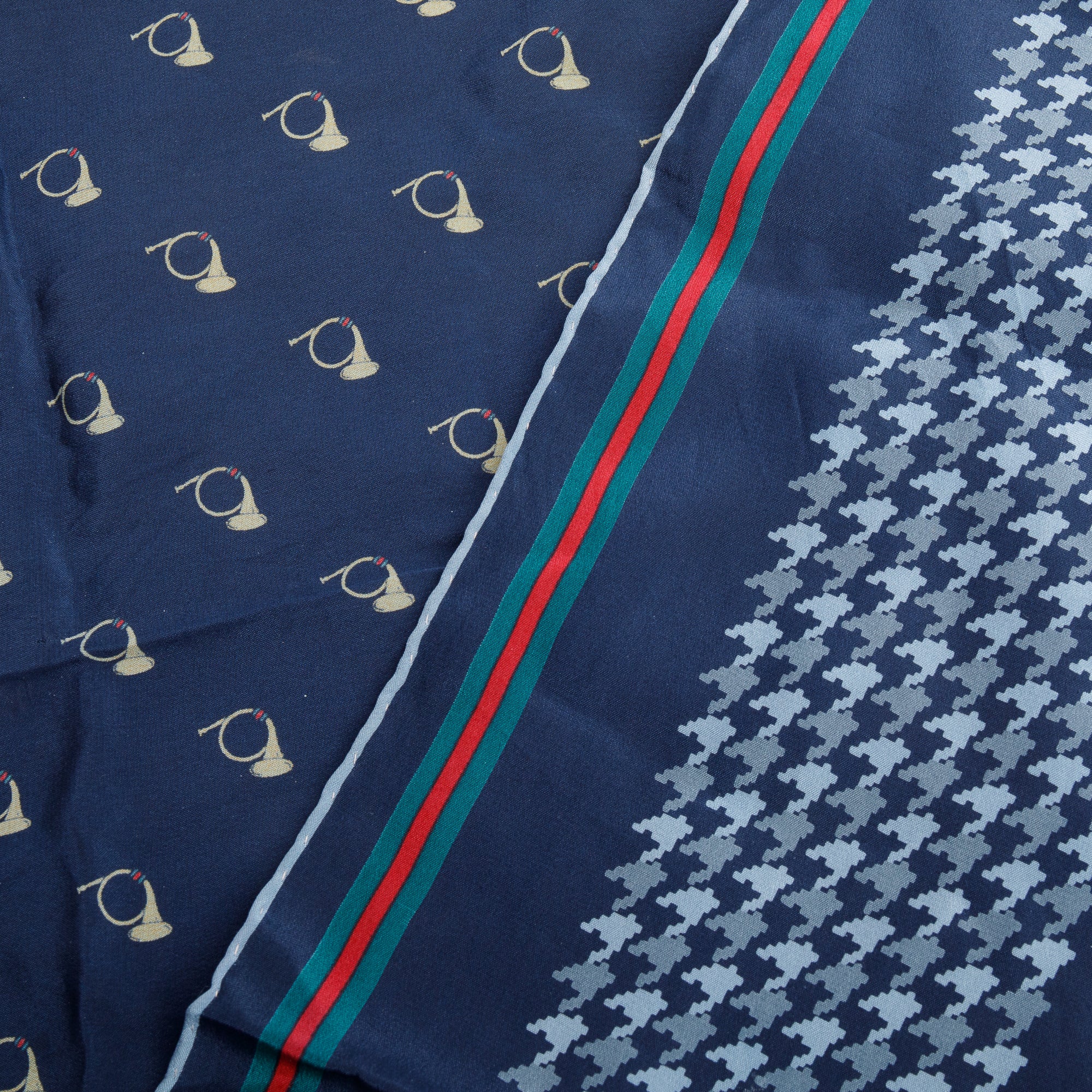 Gucci Blue Web Print Silk Scarf 70