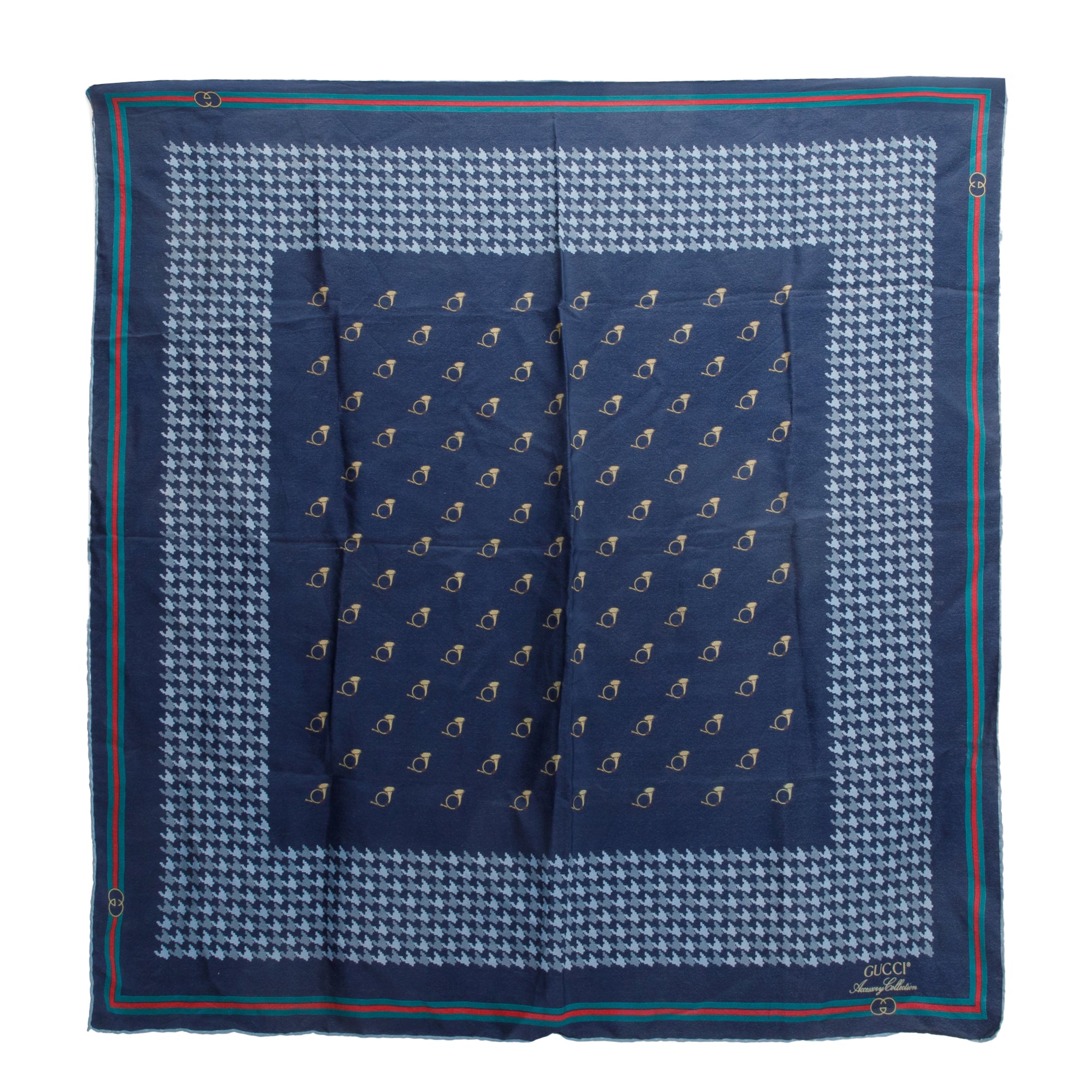 Gucci Blue Web Print Silk Scarf 70