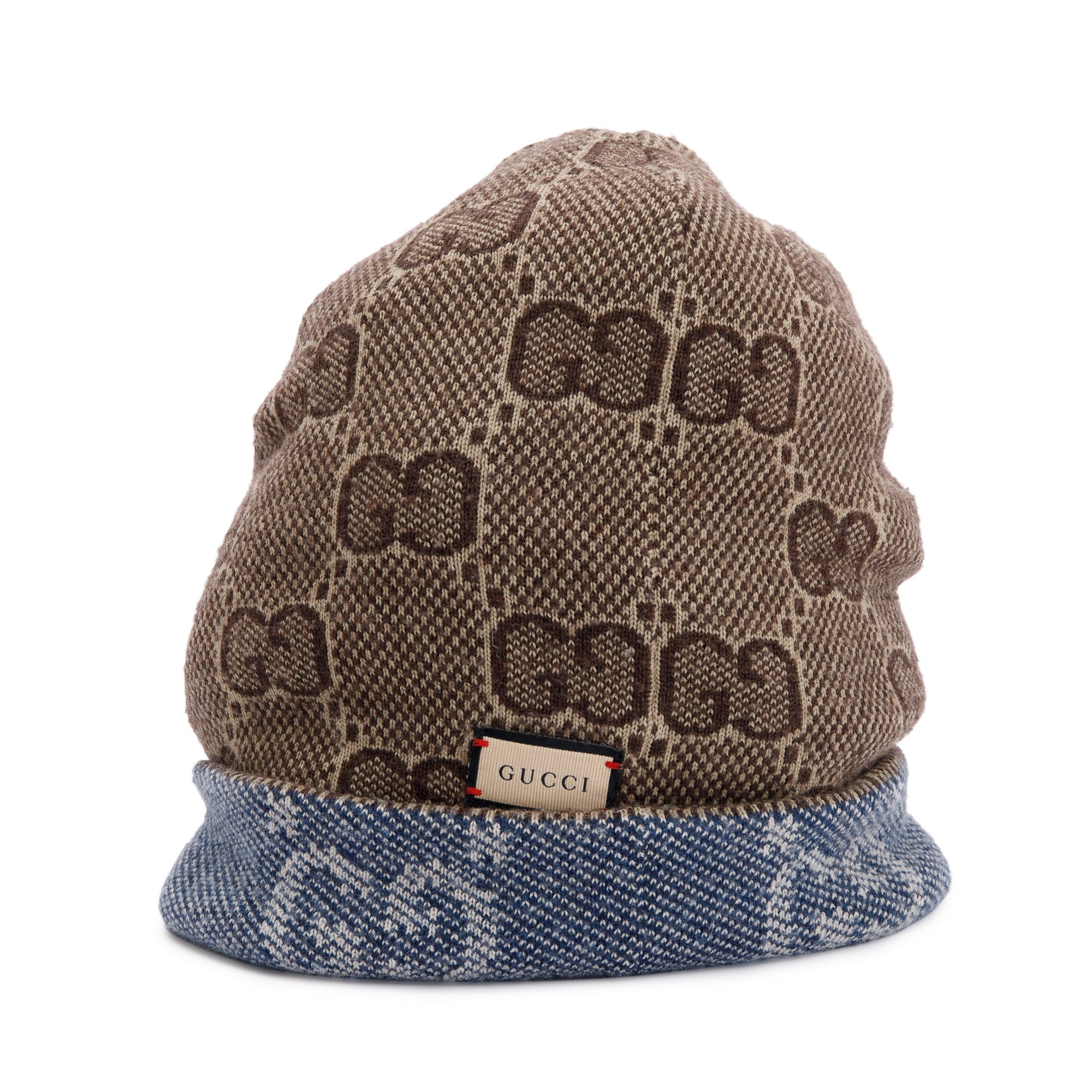 Gucci Brown & Blue Reversible GG Wool Hat
