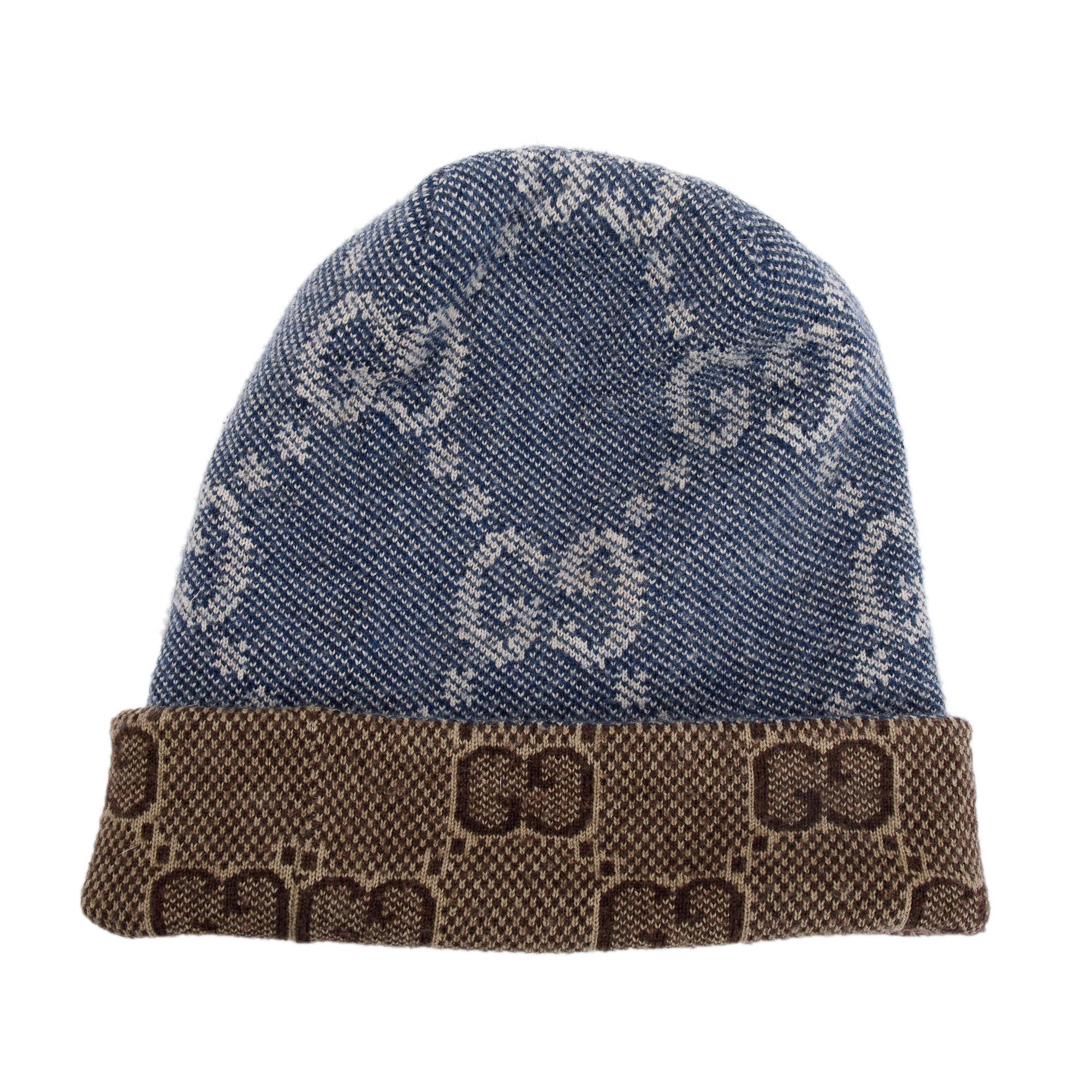 Gucci Brown & Blue Reversible GG Wool Hat