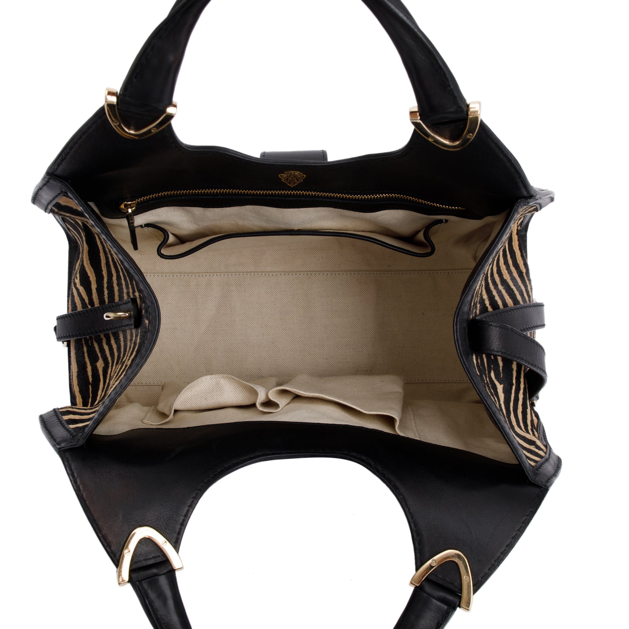 Gucci Brown Calf Hair Large Stirrup Top Handle