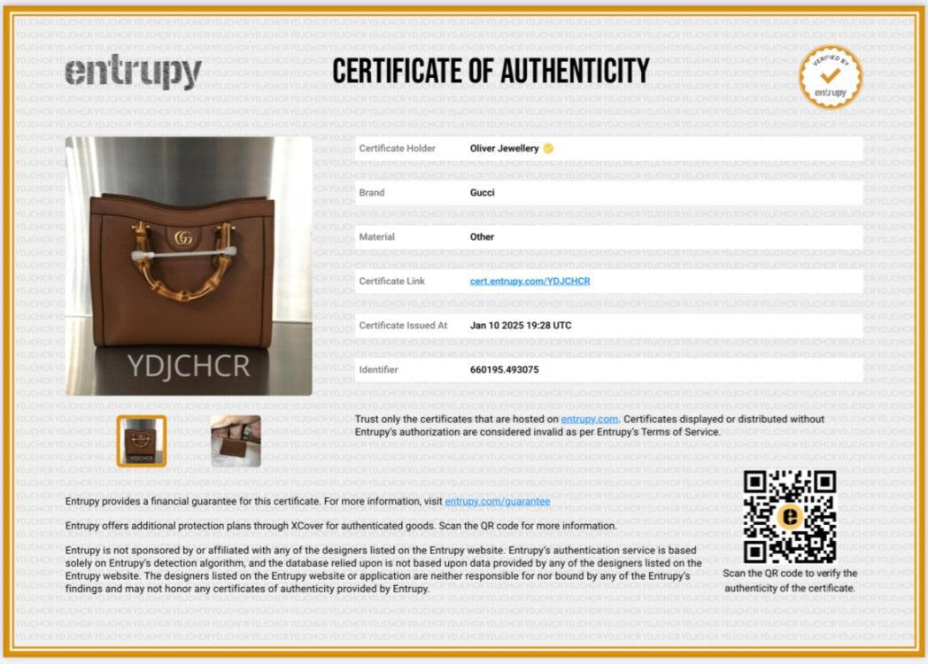 Gucci Brown Calfskin Leather Diana Small Tote Bag w/ Strap