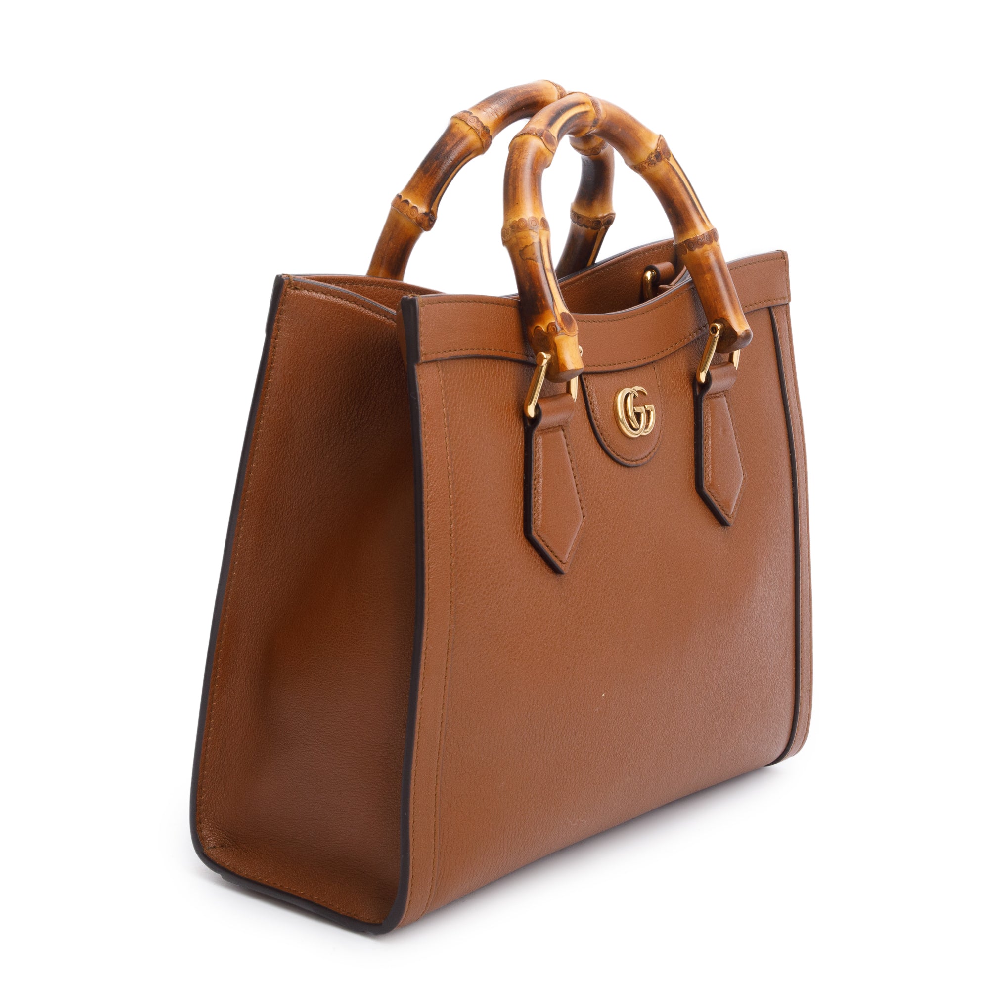 Gucci Brown Calfskin Leather Diana Small Tote Bag w/ Strap