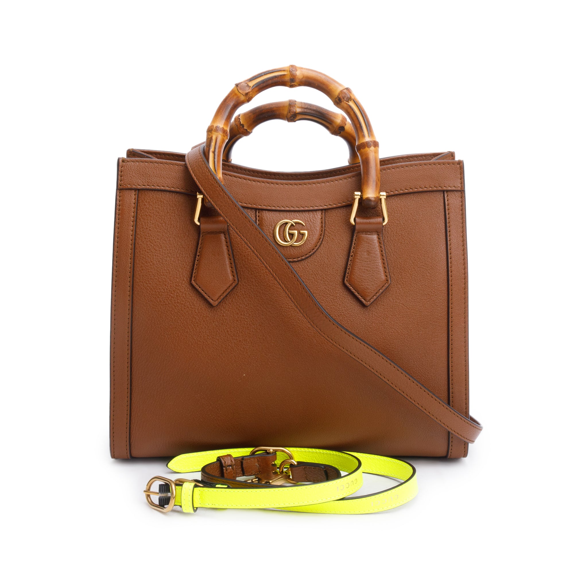 Gucci Brown Calfskin Leather Diana Small Tote Bag w/ Strap