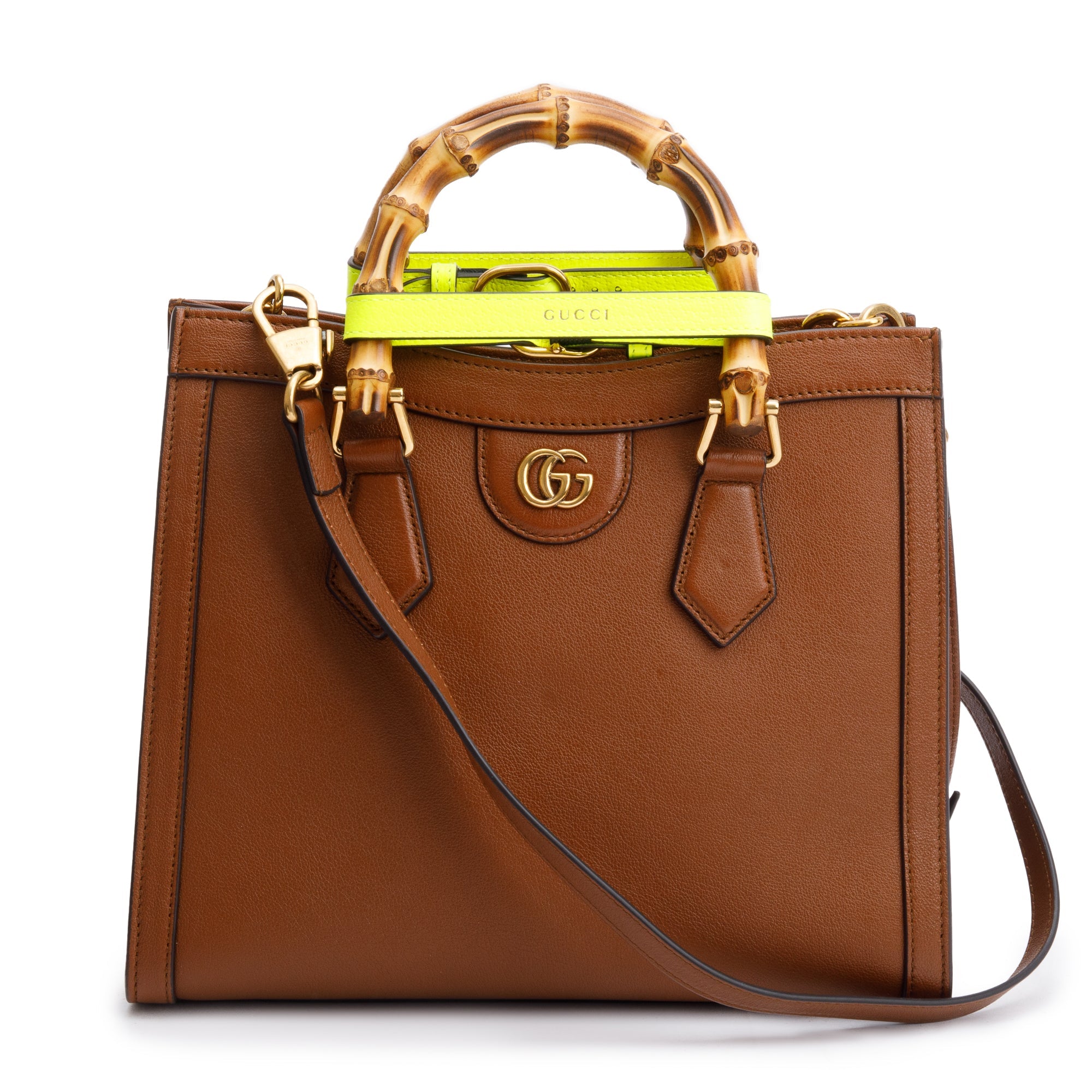 Gucci Brown Calfskin Leather Diana Small Tote Bag w/ Strap