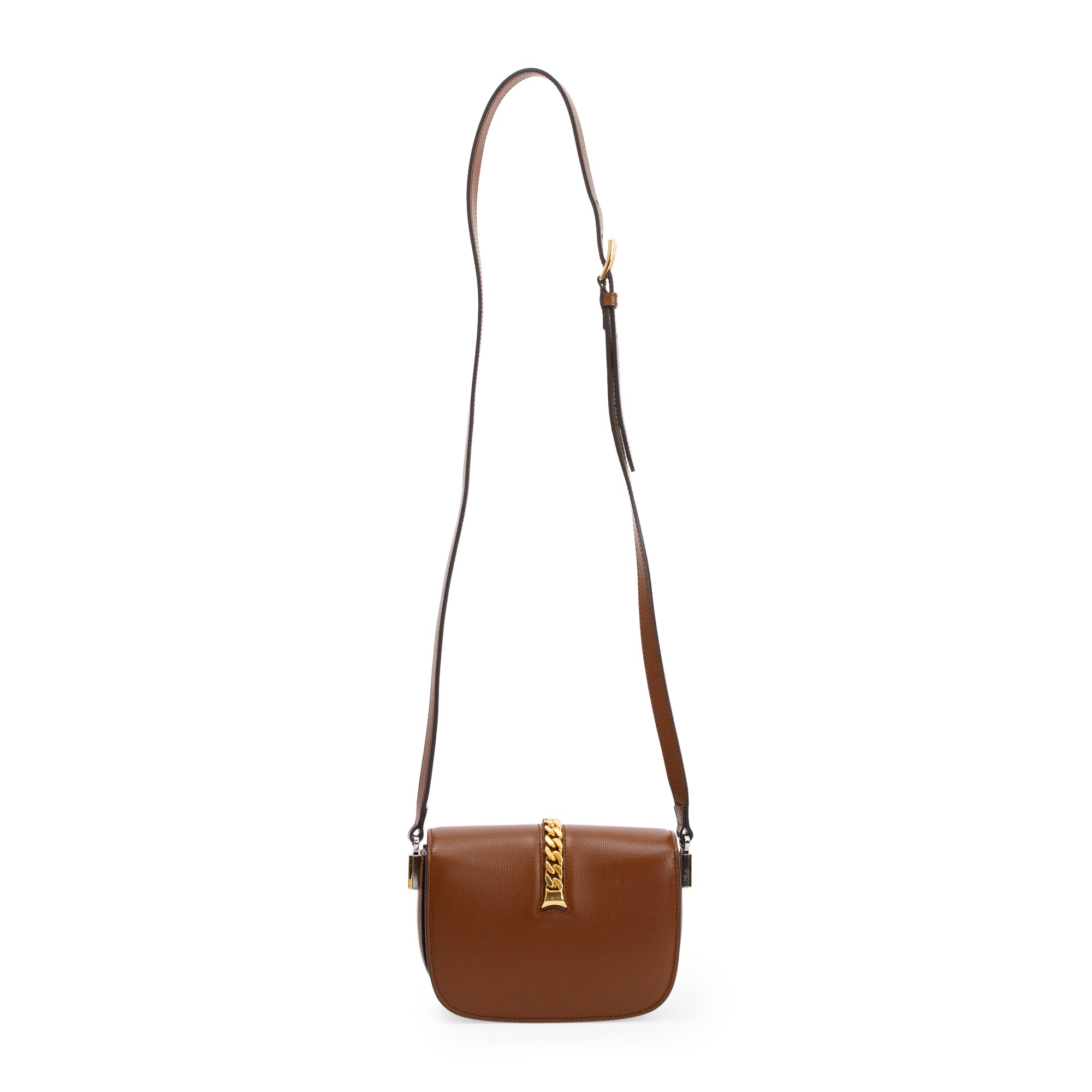 Gucci Brown Calfskin Leather Mini Sylvie 1969 Flap Messenger Bag