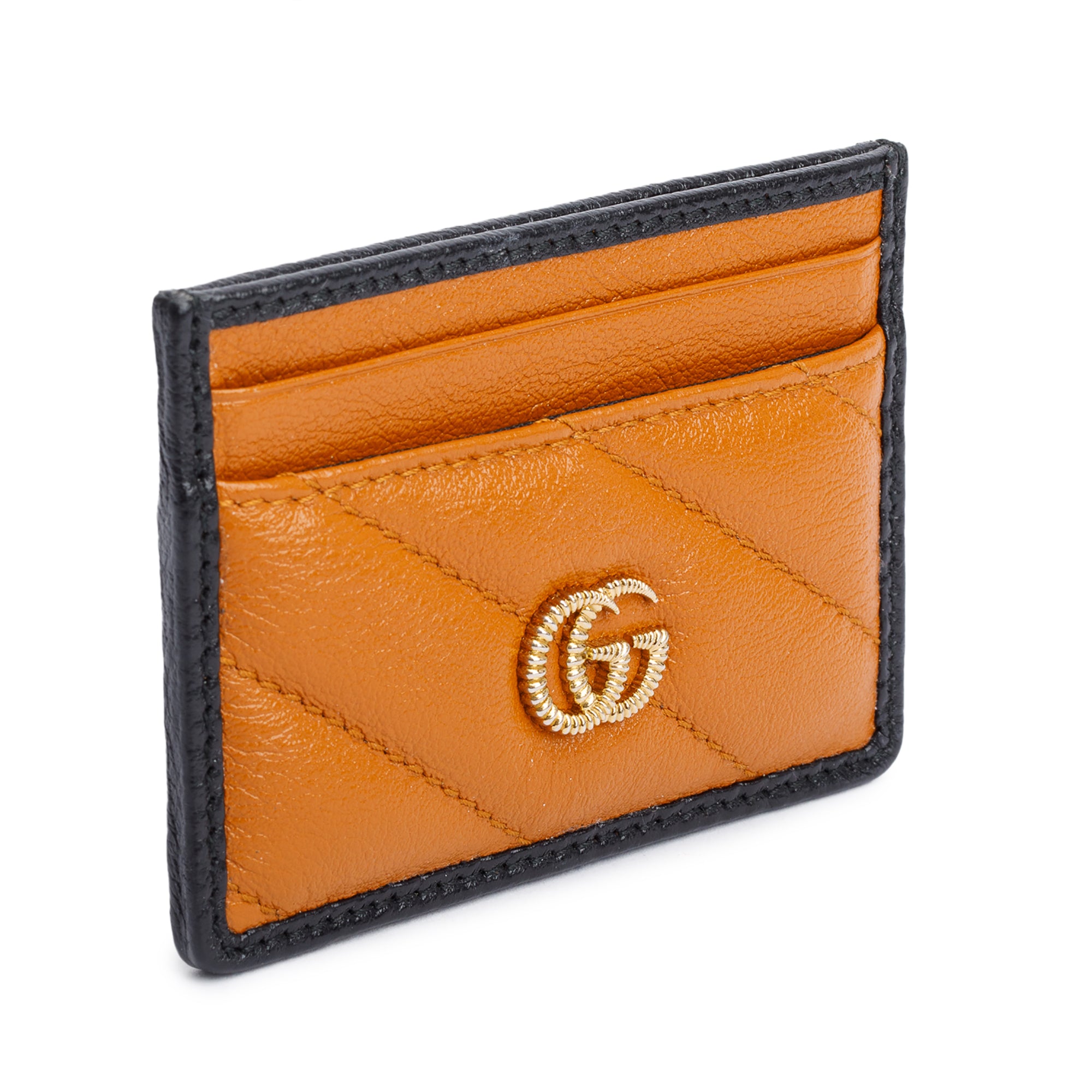 Gucci Brown Calfskin Leather Torchon GG Marmont Card Holder w/ Box