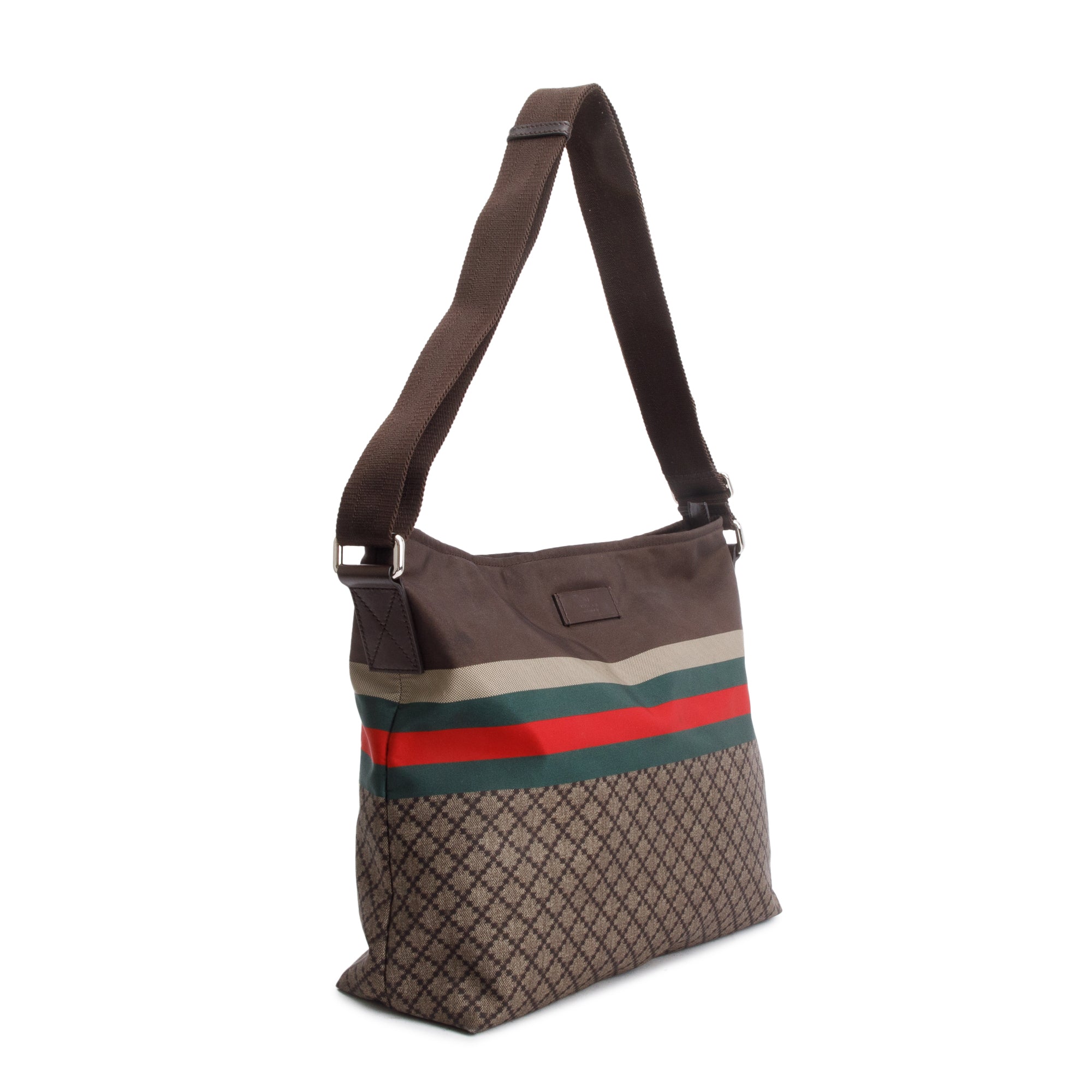 Gucci Brown Diamante Web Nylon Messenger Bag