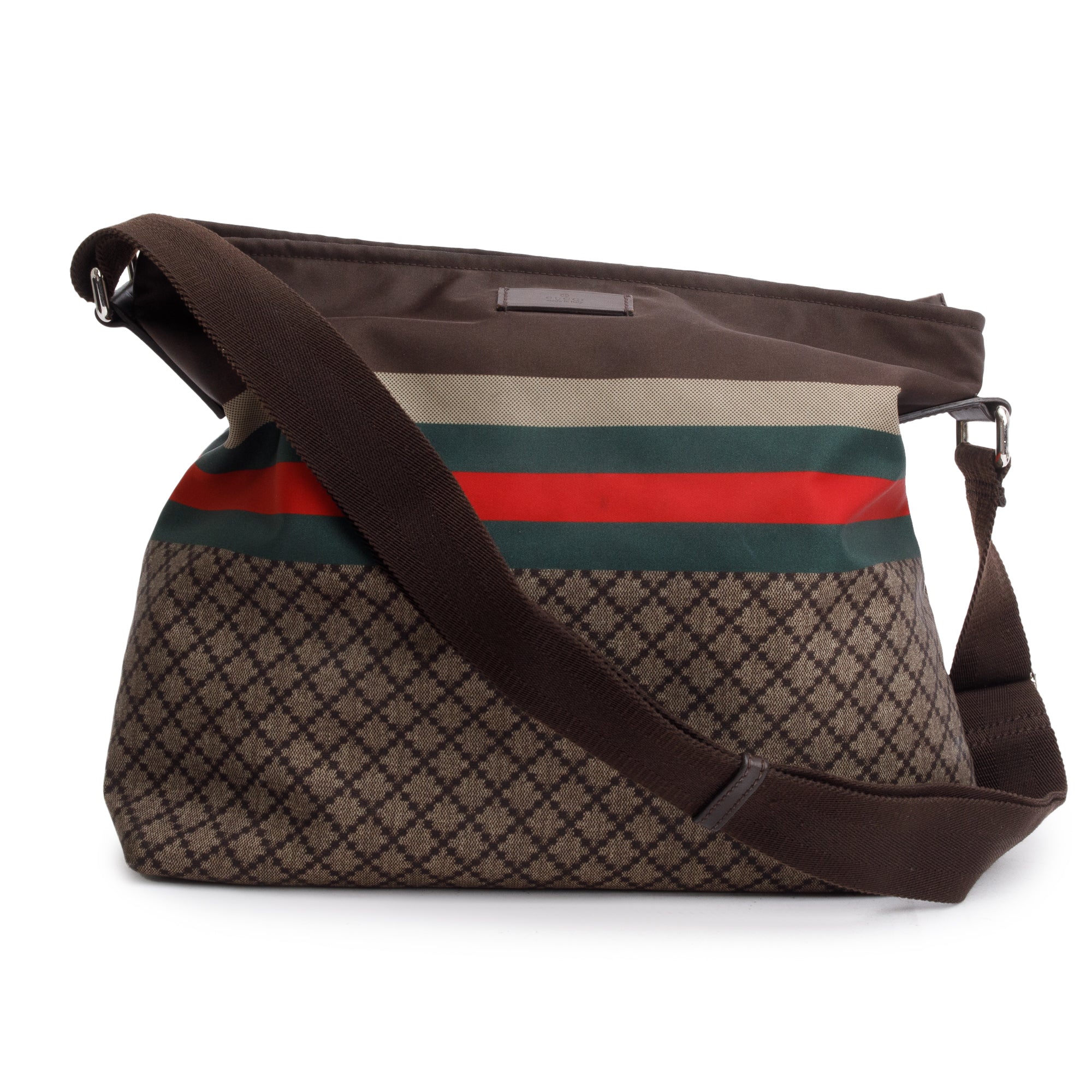 Gucci Brown Diamante Web Nylon Messenger Bag