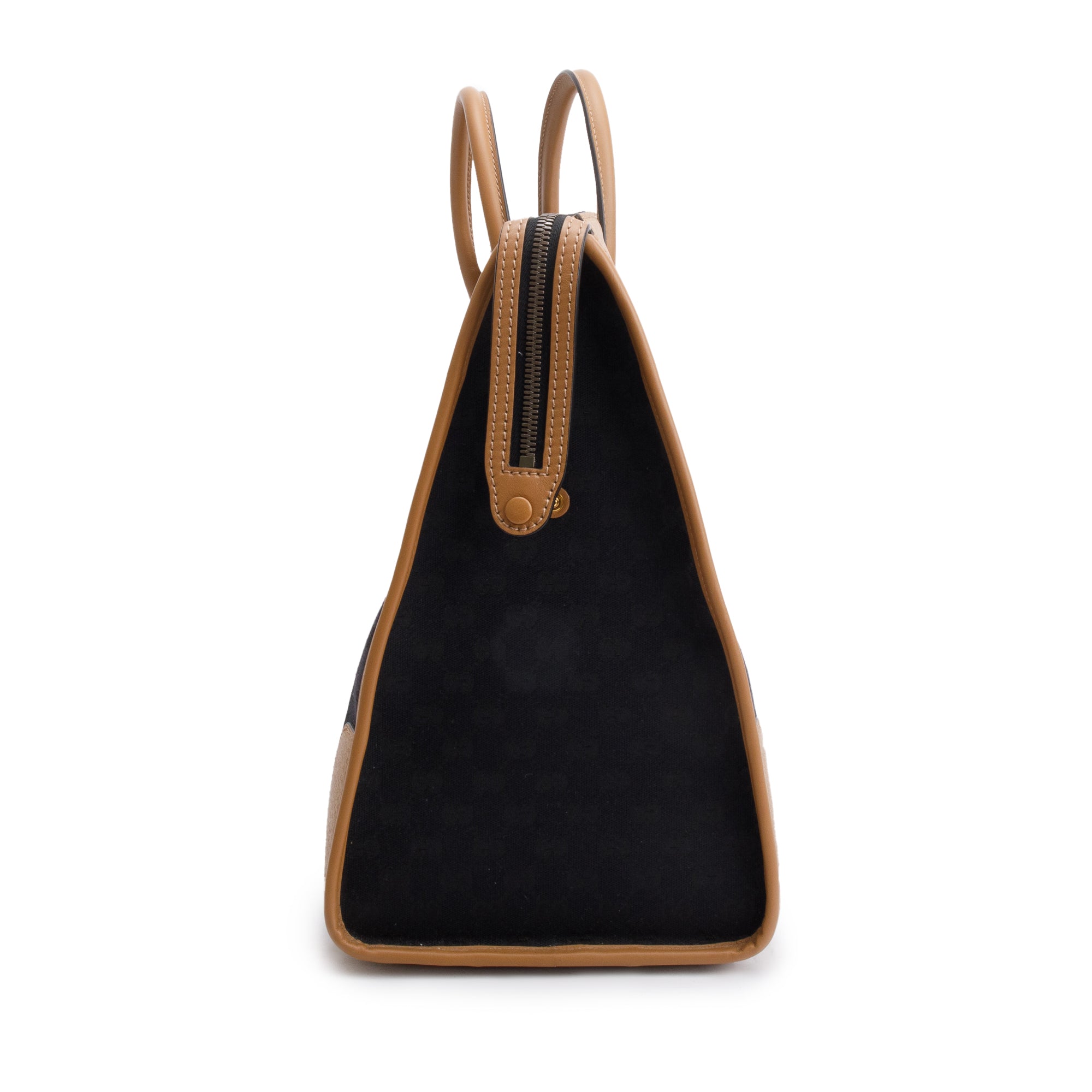 Gucci Brown GG Canvas Tan Leather Bauletto Extra Large Duffle Bag w/ Strap