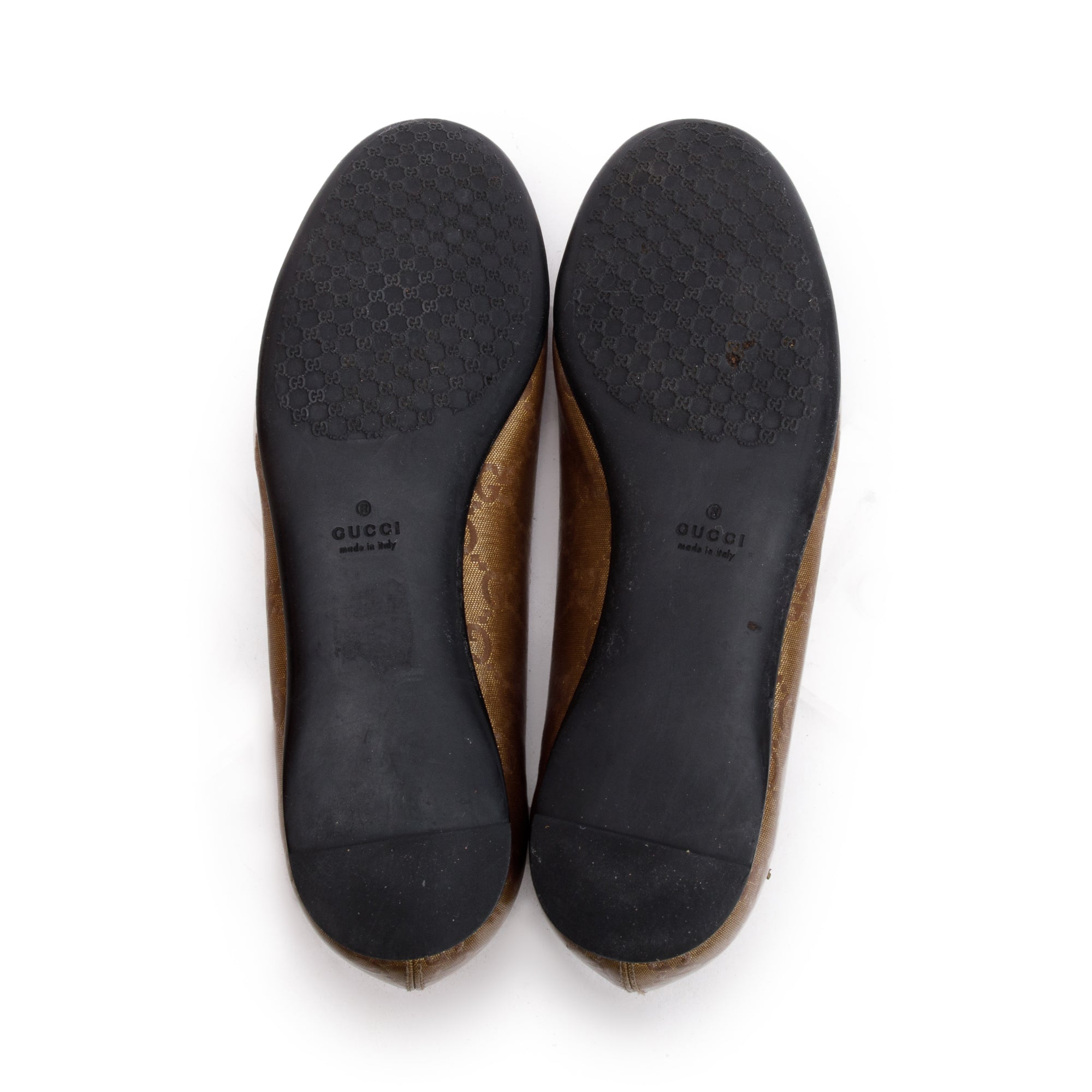 Gucci Brown GG Imprime Interlocking G Logo Ballet Flats, Size 35.5