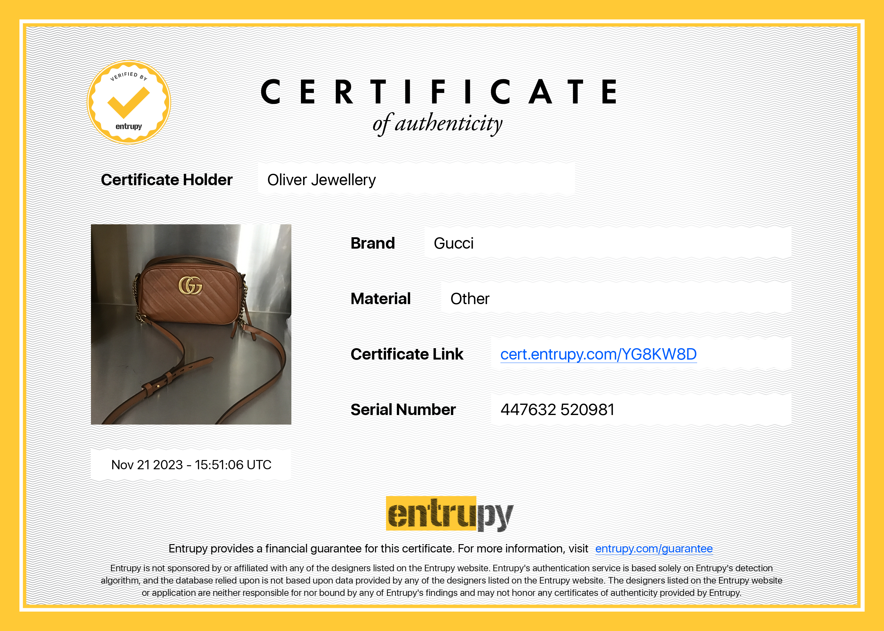 Gucci Brown GG Marmont Matelasse Small Shoulder Bag w/ Box