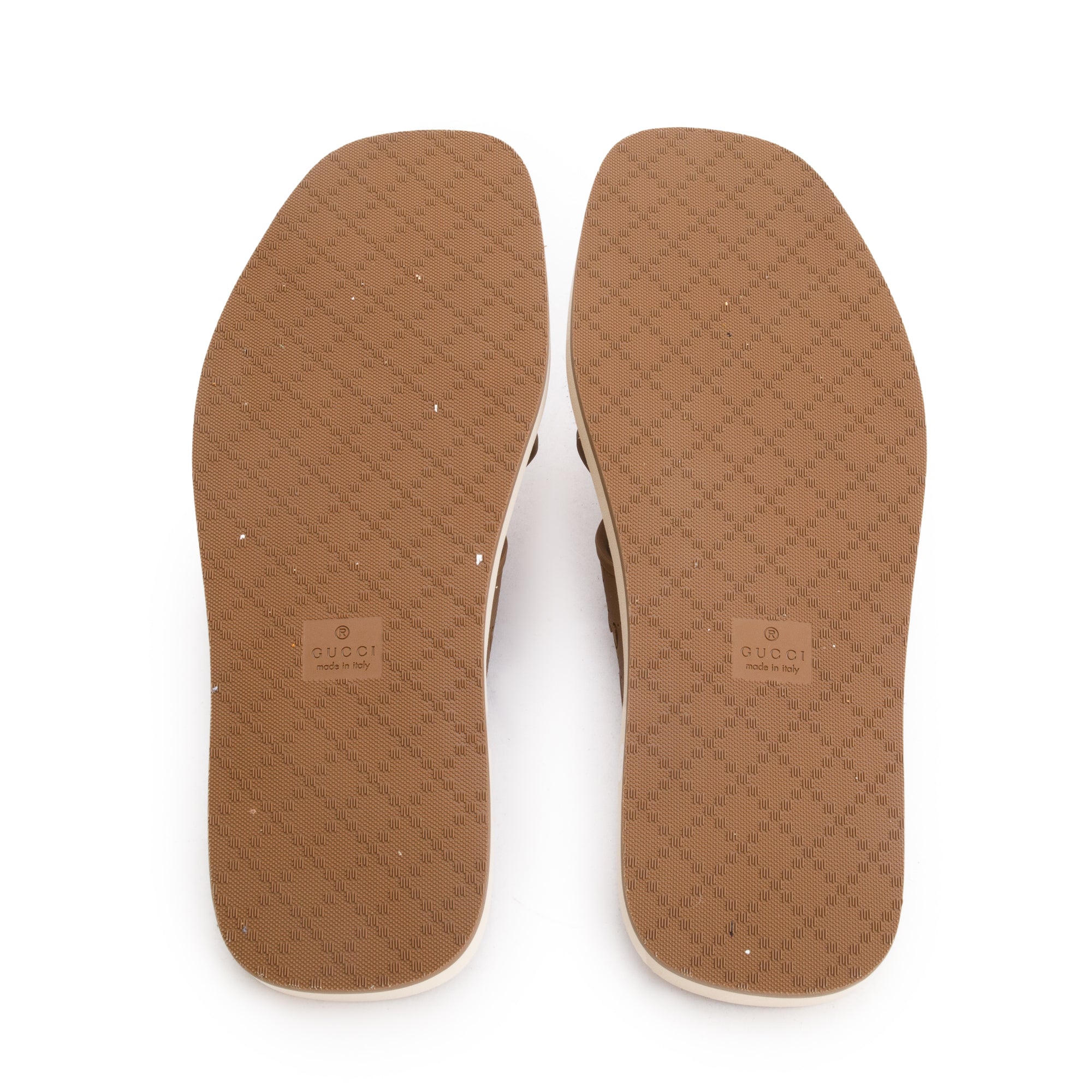 Gucci Brown GG Rubber Slide Sandals, Size 11 w/ Box