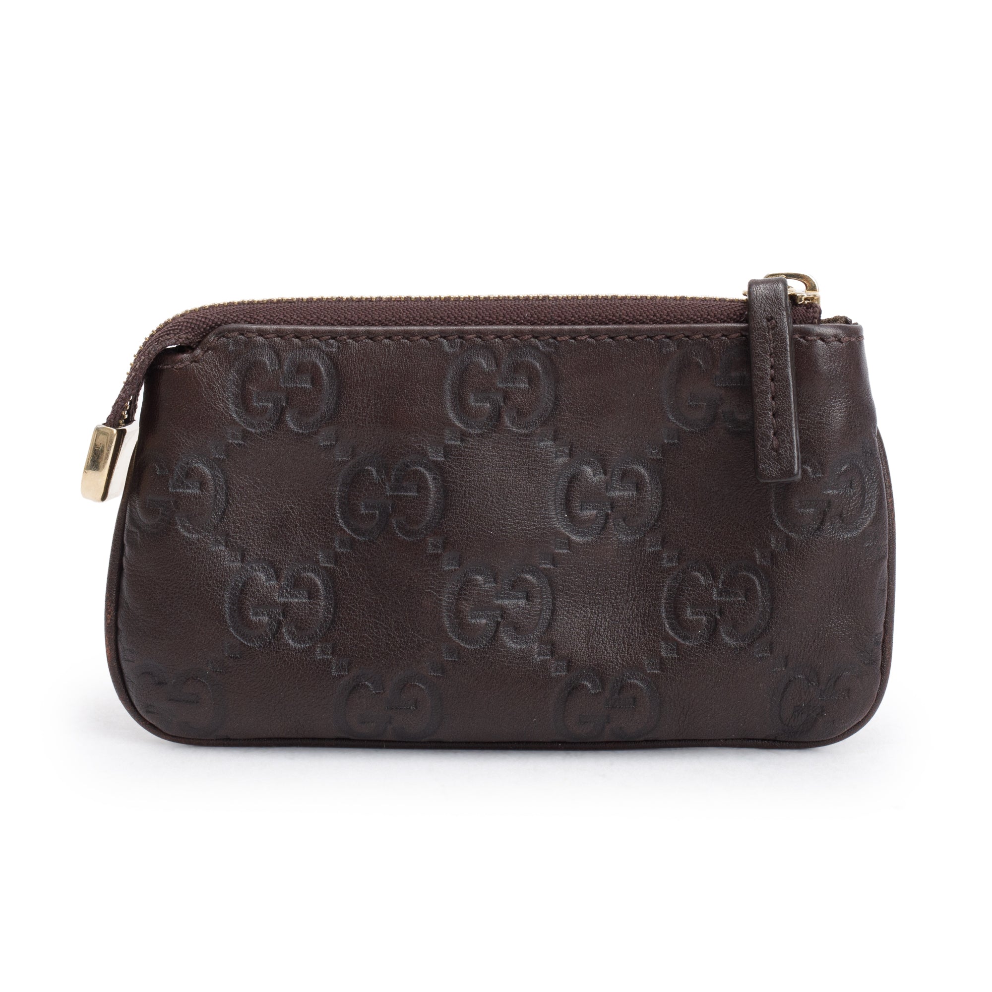 Gucci Brown GG Signature Leather Key Pouch w/ Box