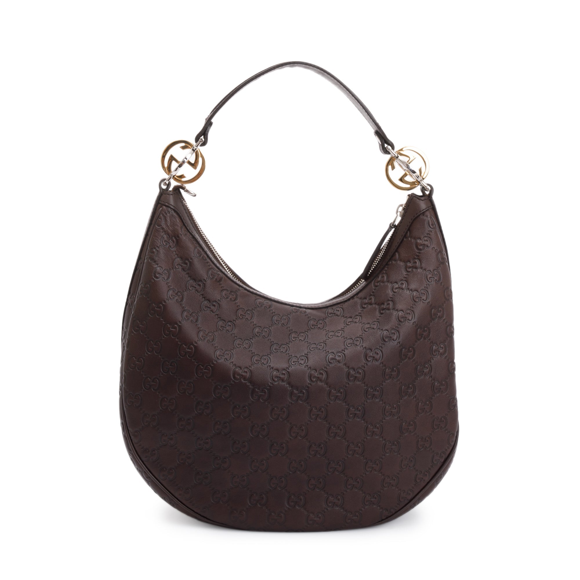 Gucci Brown GG Signature Leather Medium Twins Hobo