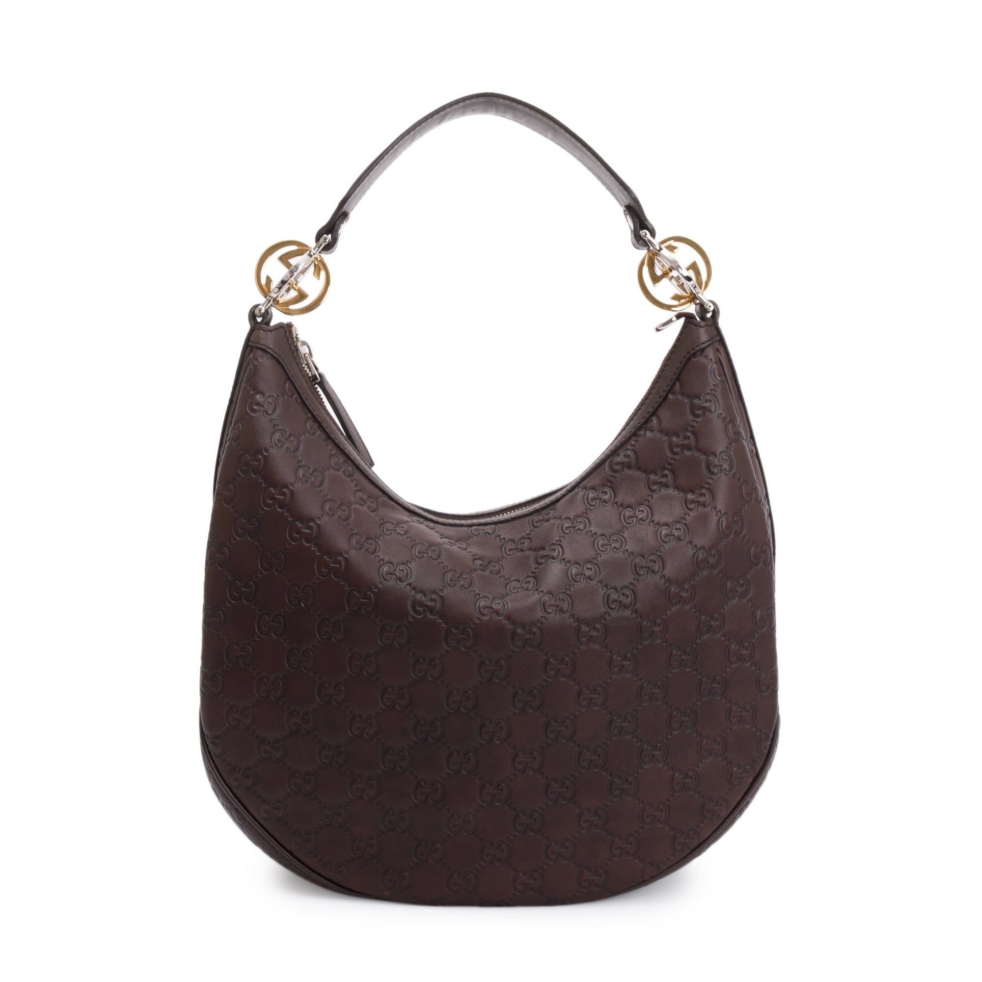 Gucci Brown GG Signature Leather Medium Twins Hobo