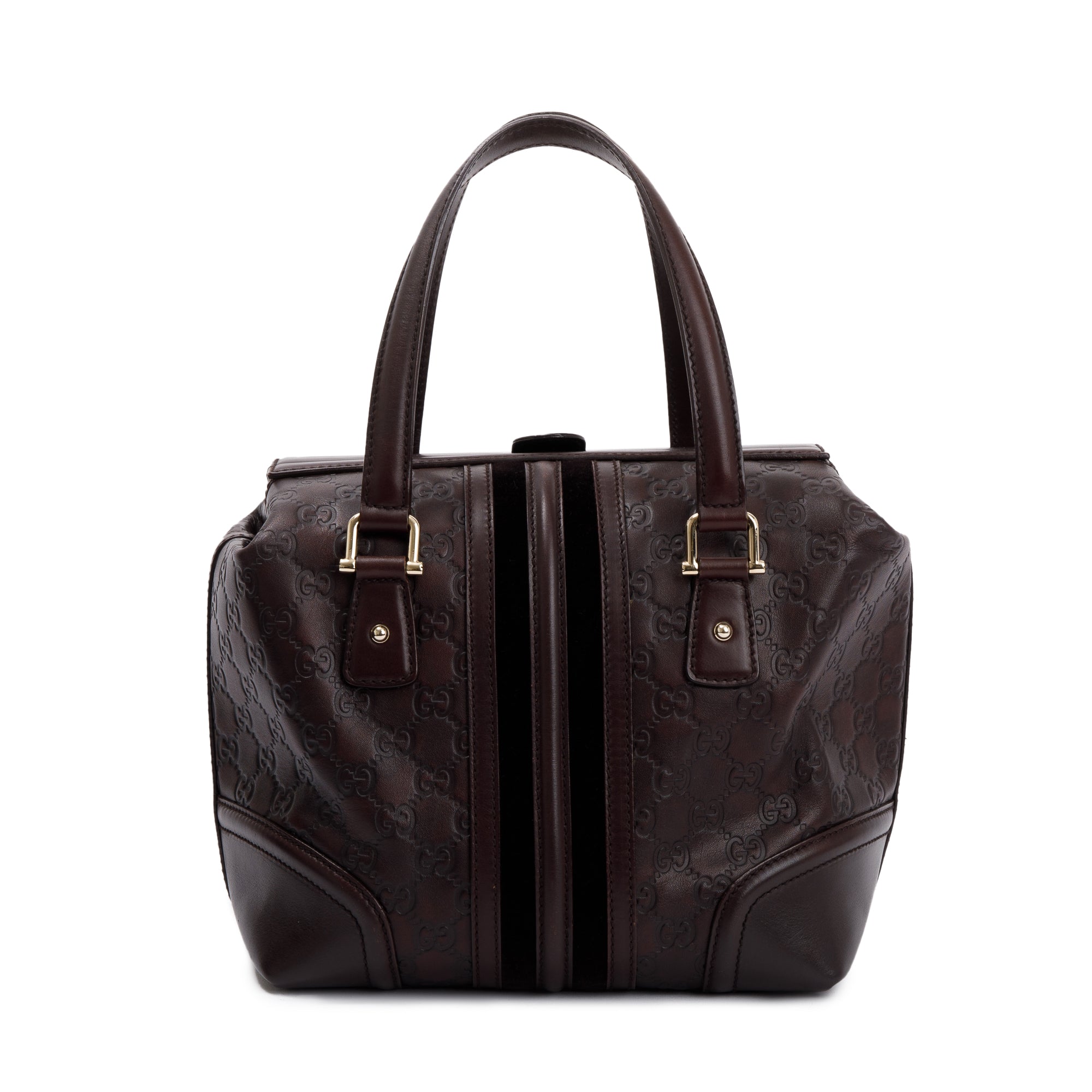 Gucci Brown GG Signature Leather Treasure Boston Bag