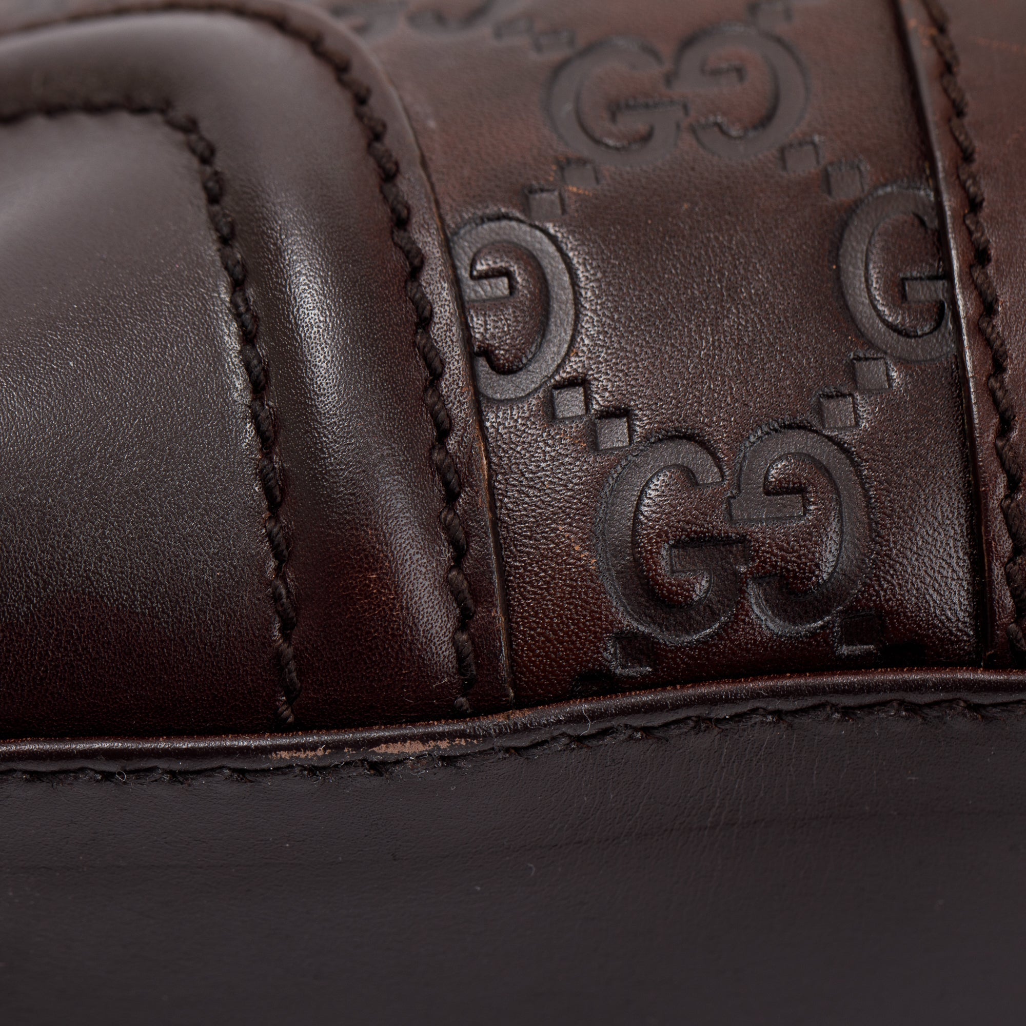 Gucci Brown GG Signature Leather Treasure Boston Bag