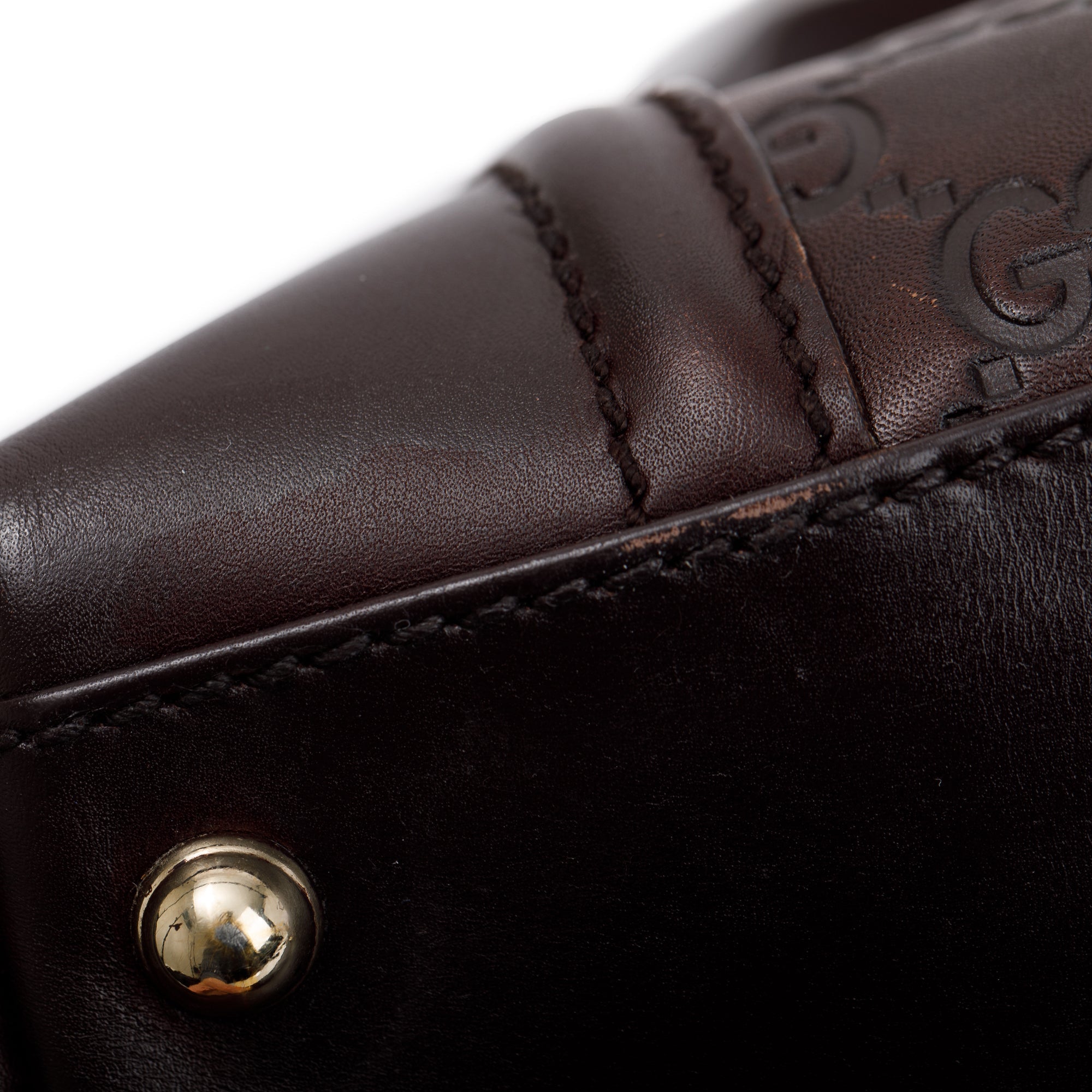 Gucci Brown GG Signature Leather Treasure Boston Bag